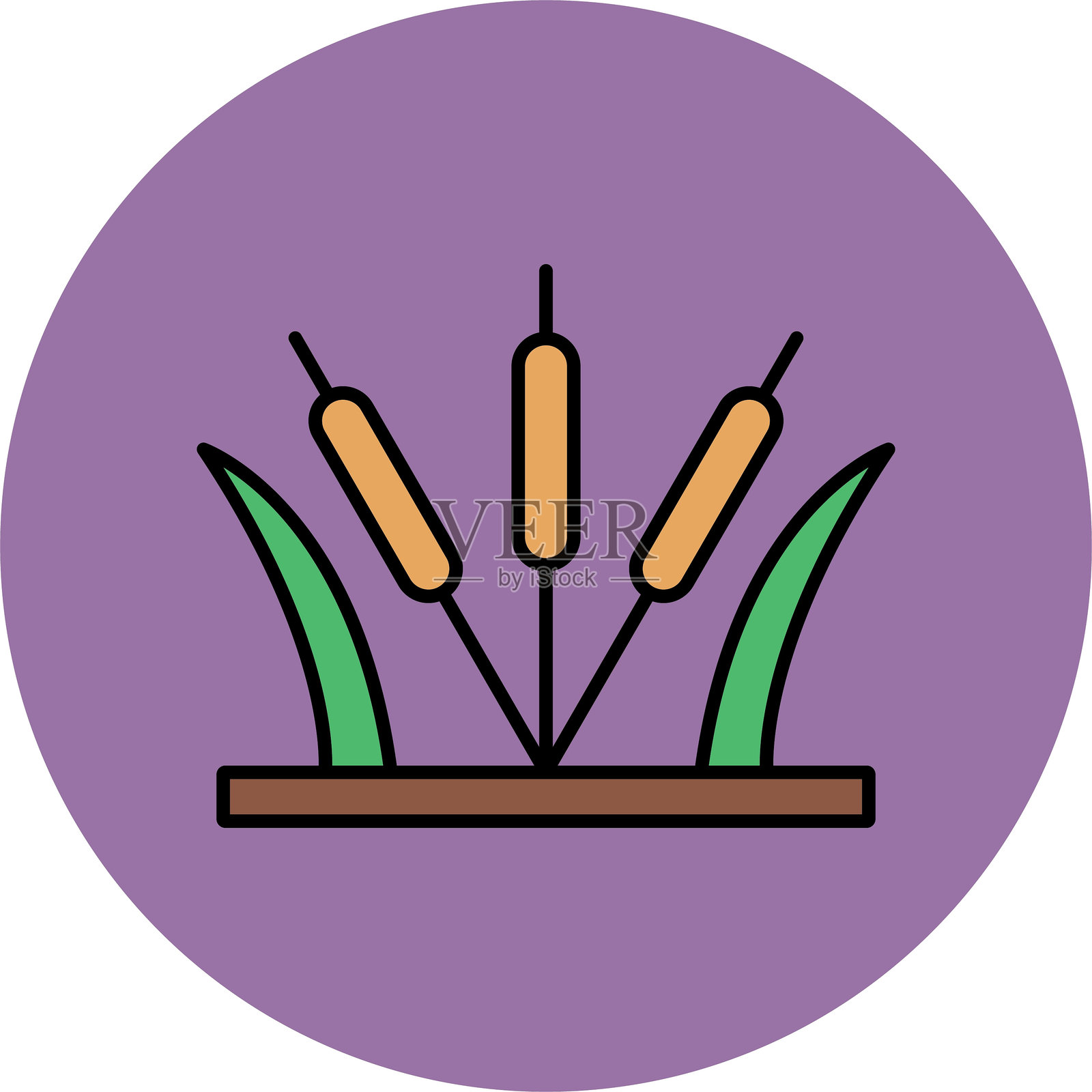 芦苇线填充圆形图标插画图片素材