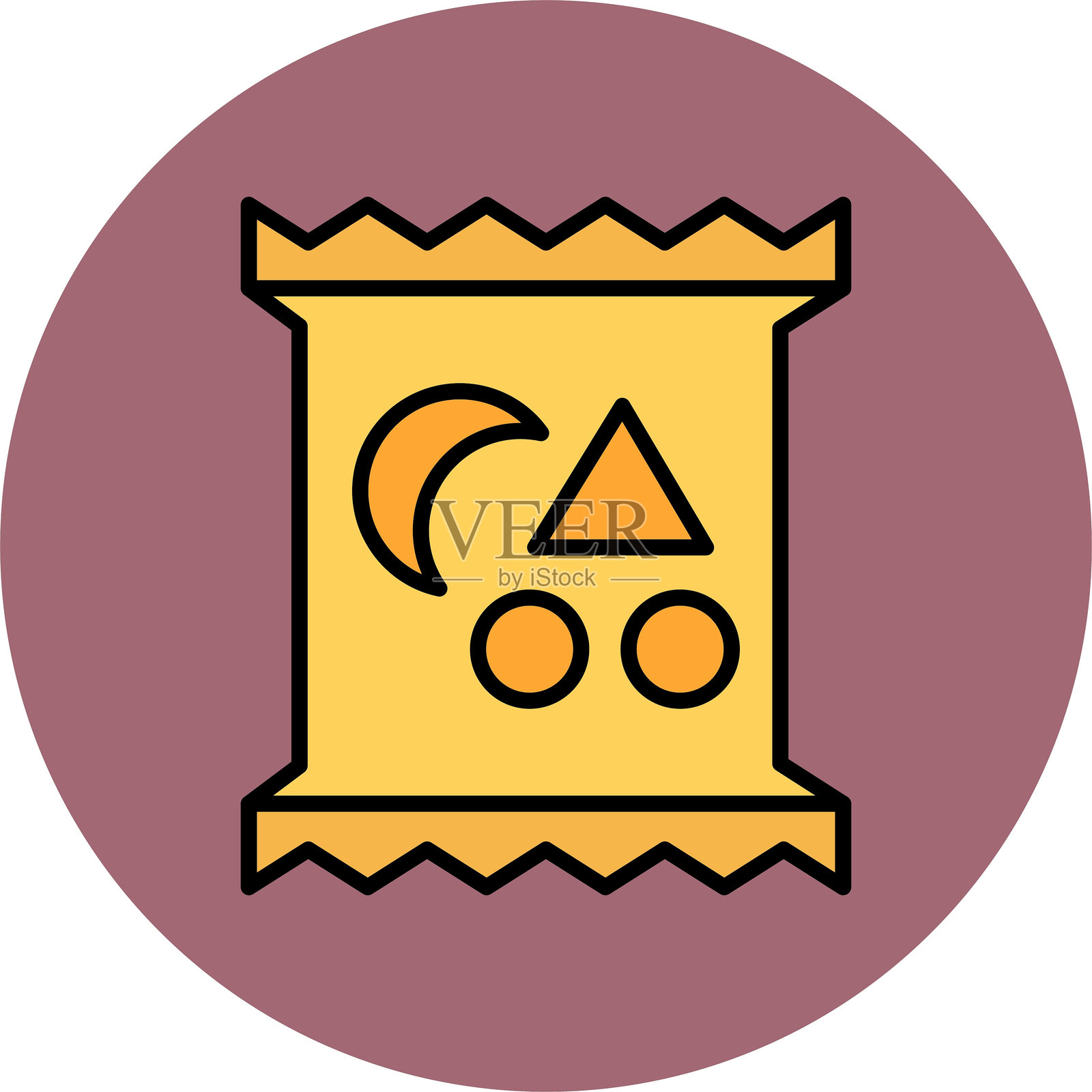 零食线填充圆形图标插画图片素材