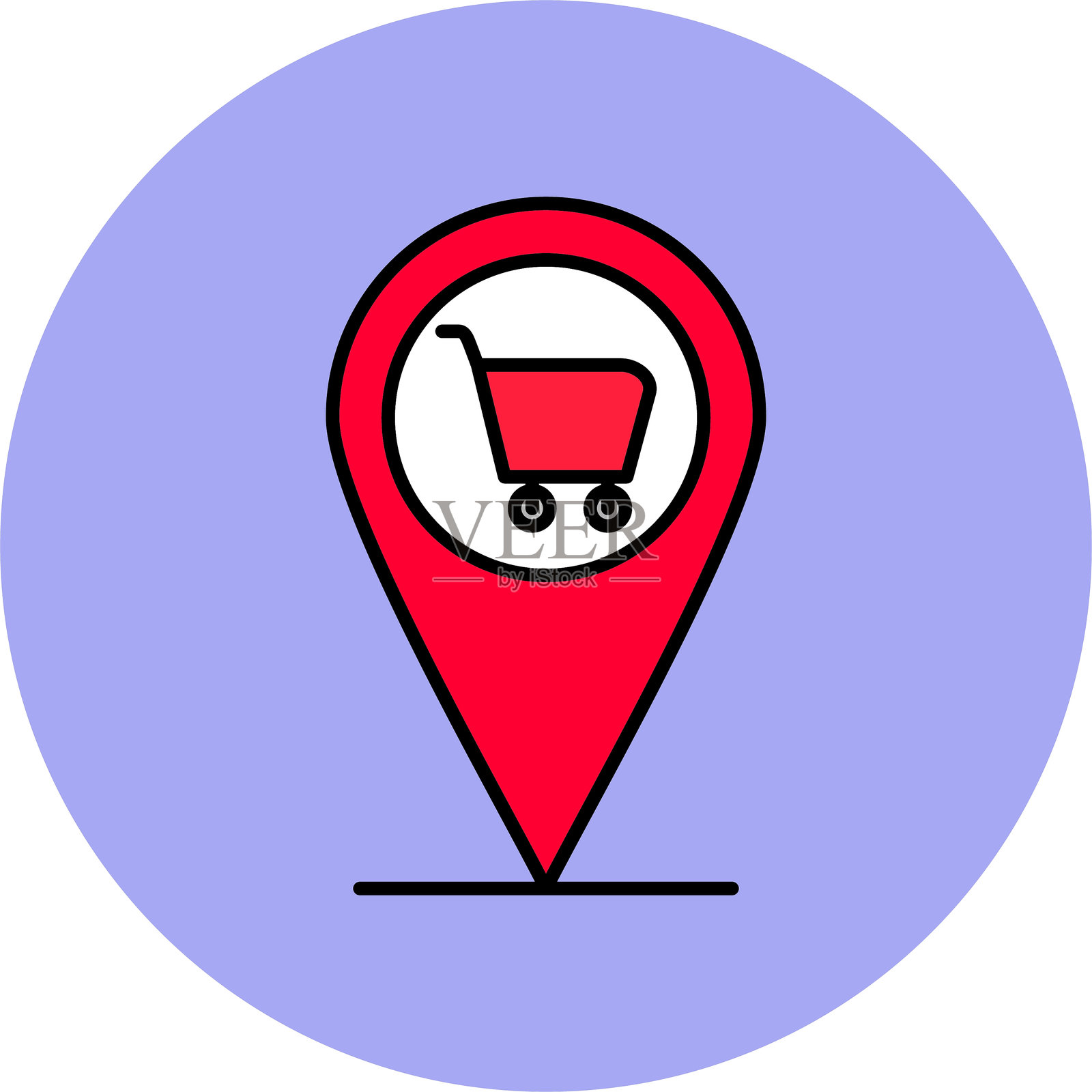 填充圆形图标带针线插画图片素材