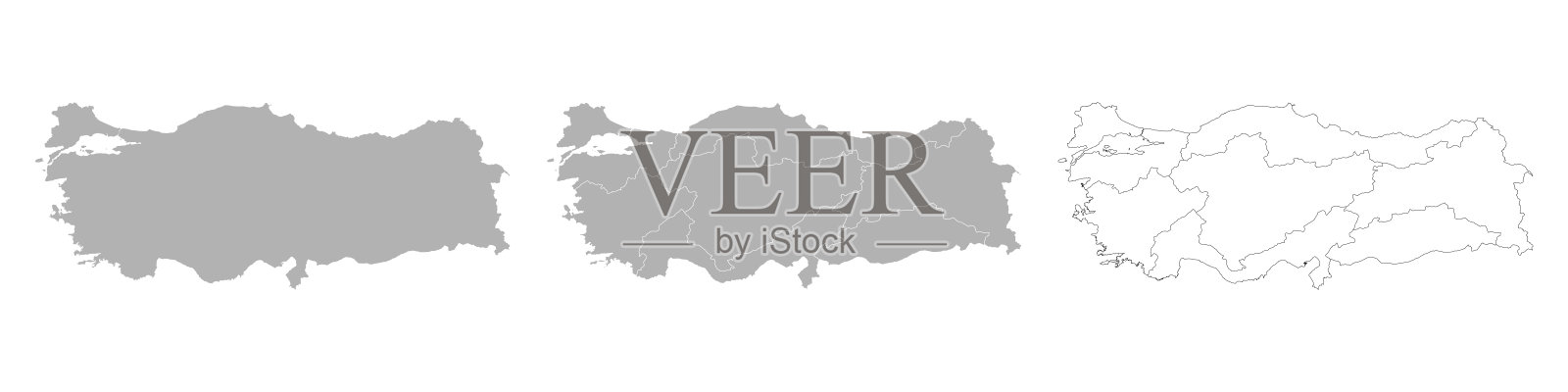 土耳其地图集，包括主地图和区域地图插画图片素材