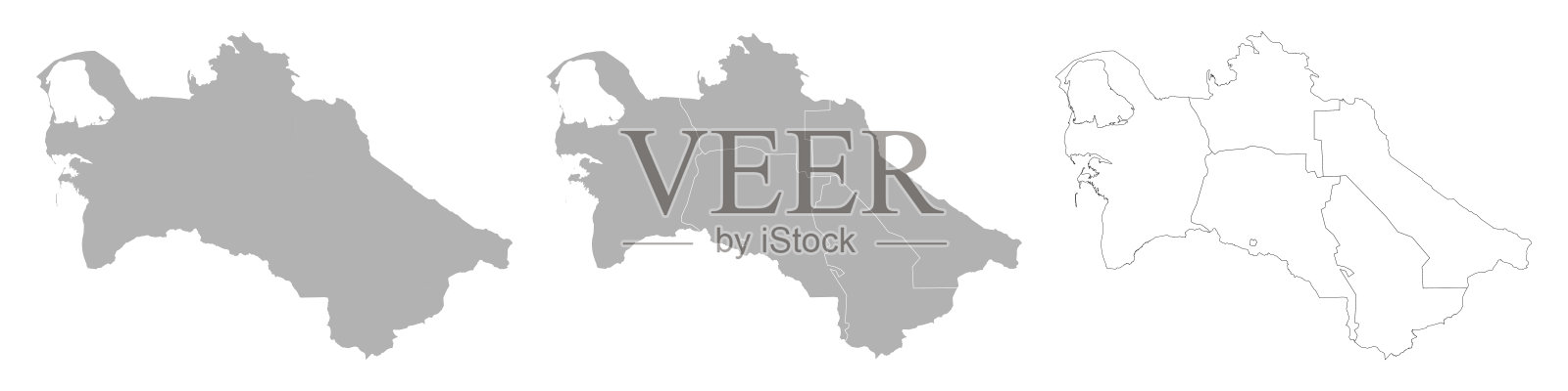 土库曼斯坦地图集，包括主地图和区域地图插画图片素材