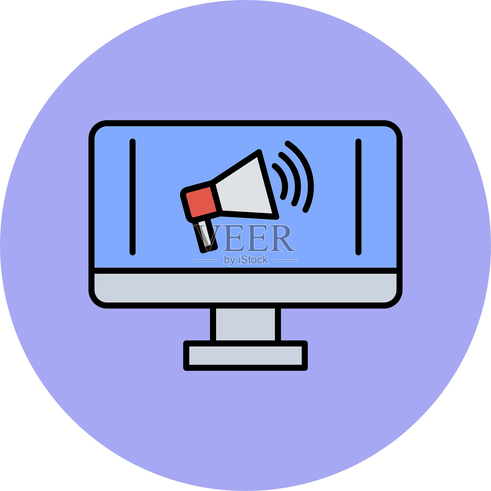 数字营销线条填充圆形图标插画图片素材