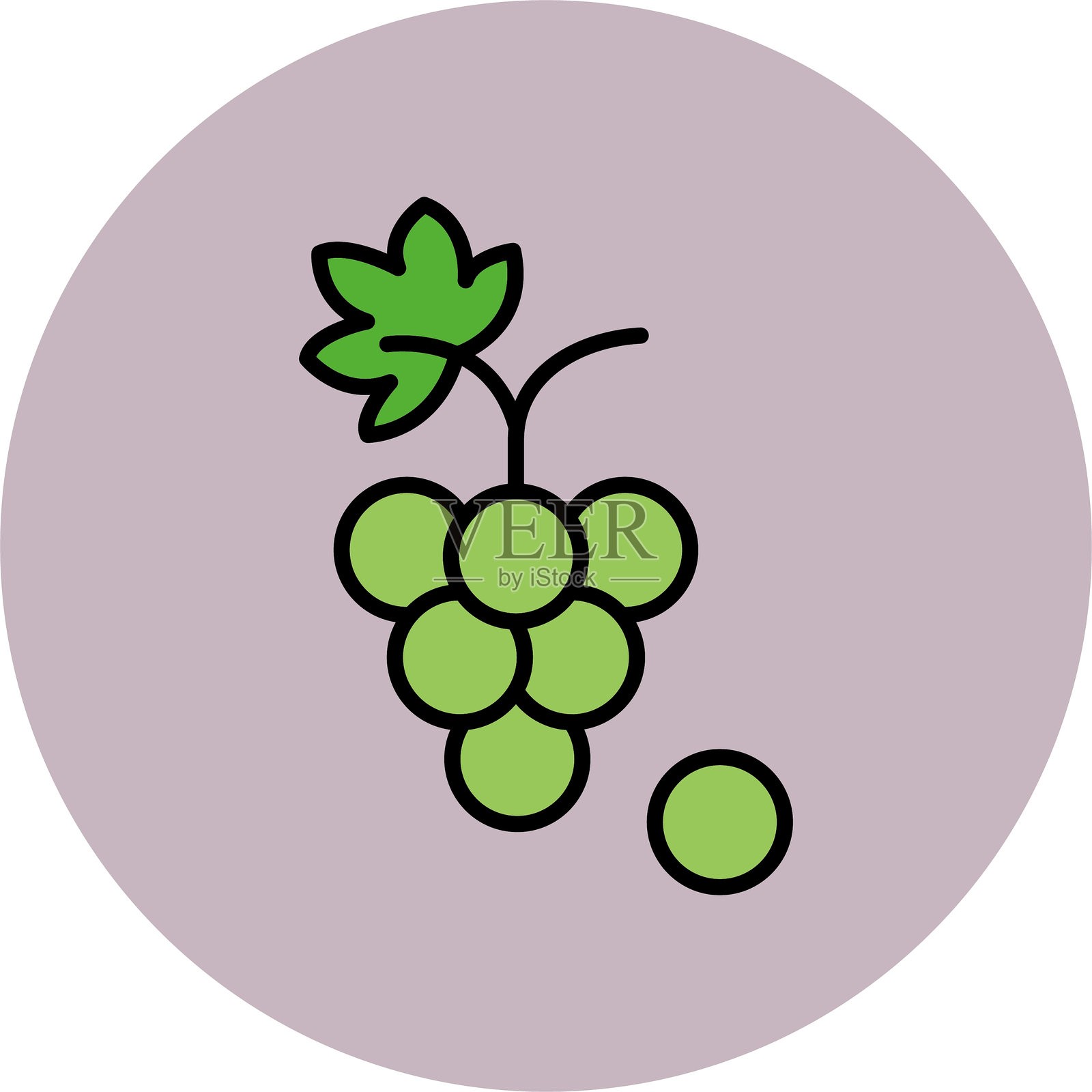 葡萄线条填充圆形图标插画图片素材