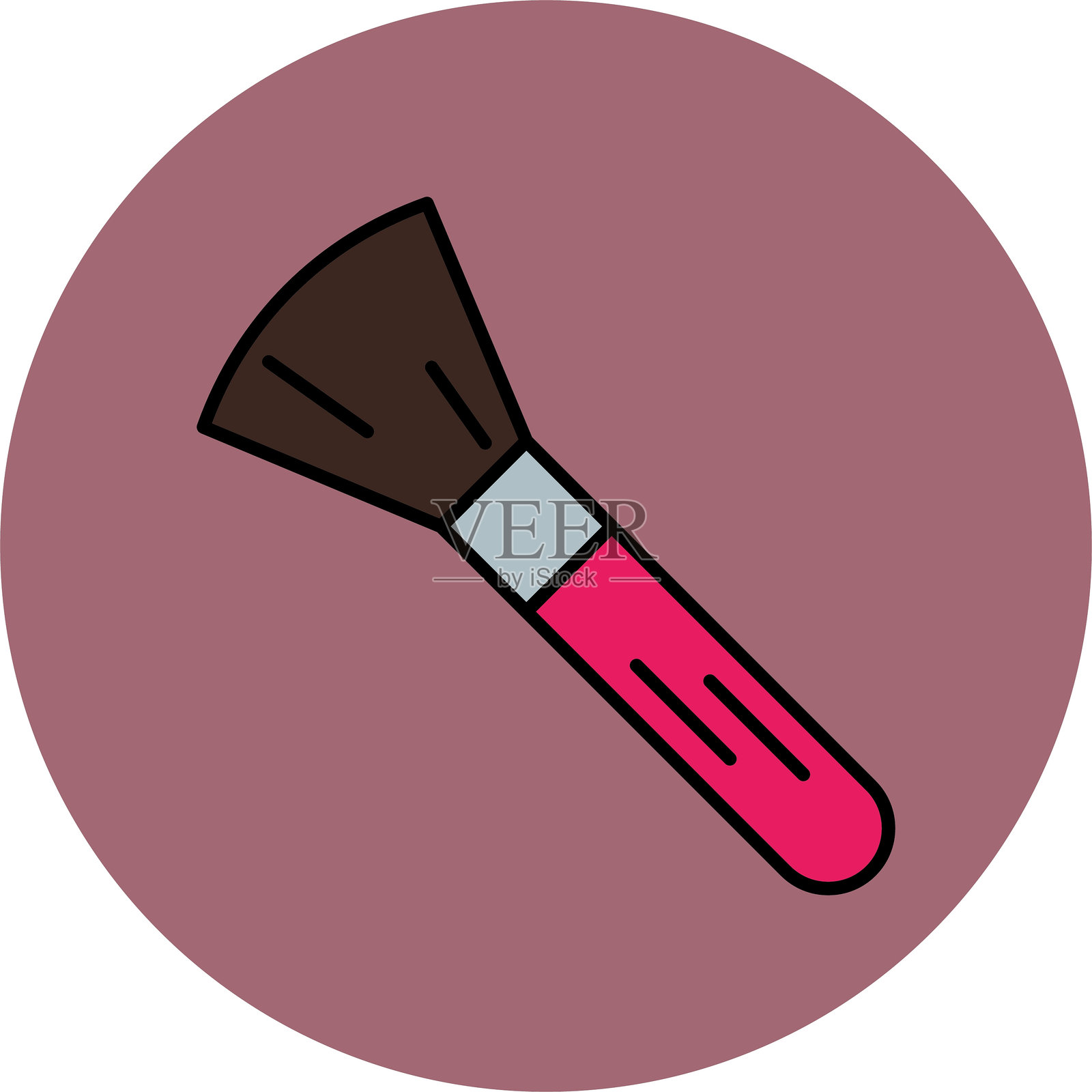 腮红刷线条填充圆形图标插画图片素材