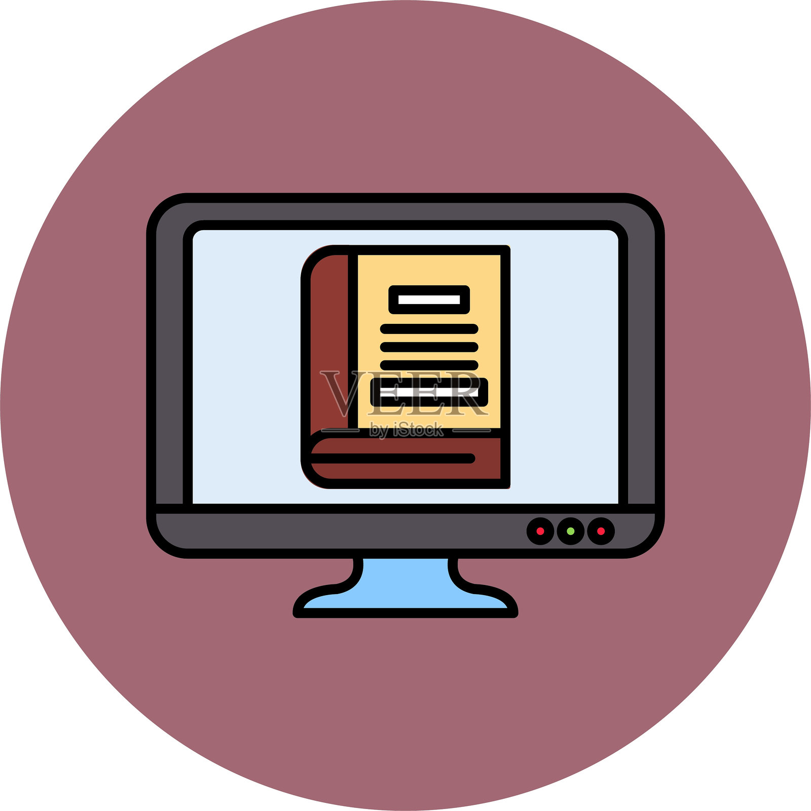 学习线条填充圆形图标插画图片素材