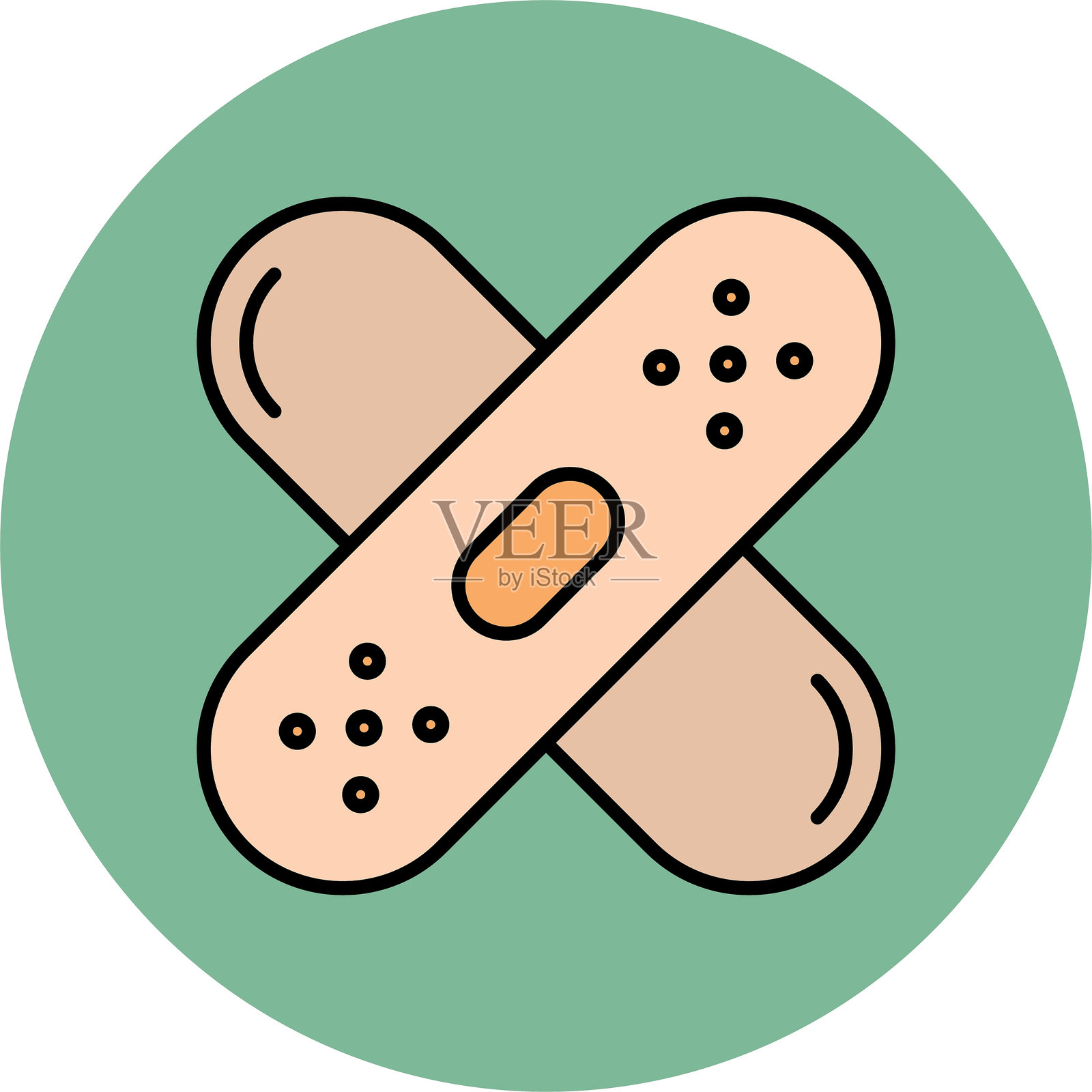 创可贴线条填充圆形图标插画图片素材