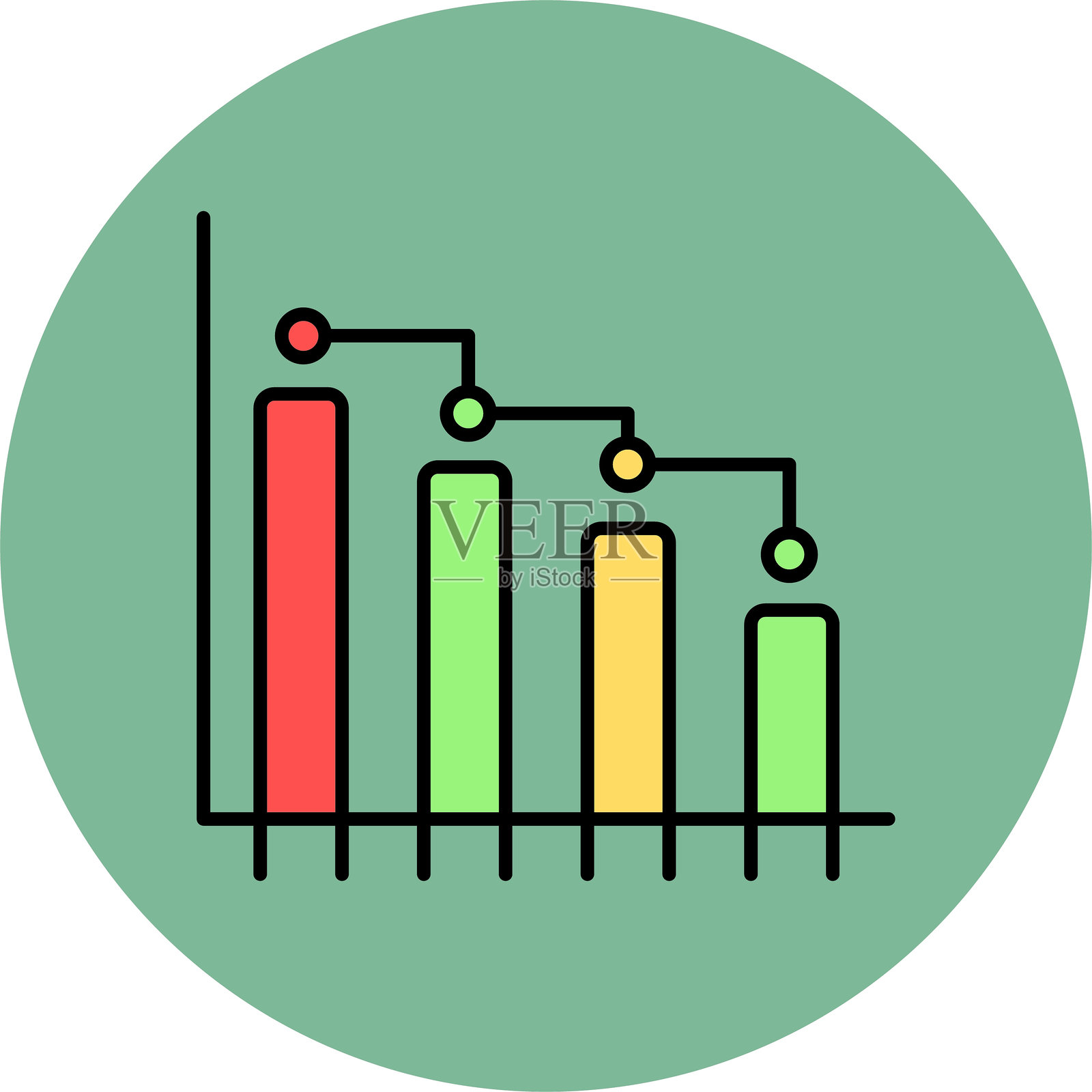 柱状图线条填充圆形图标插画图片素材