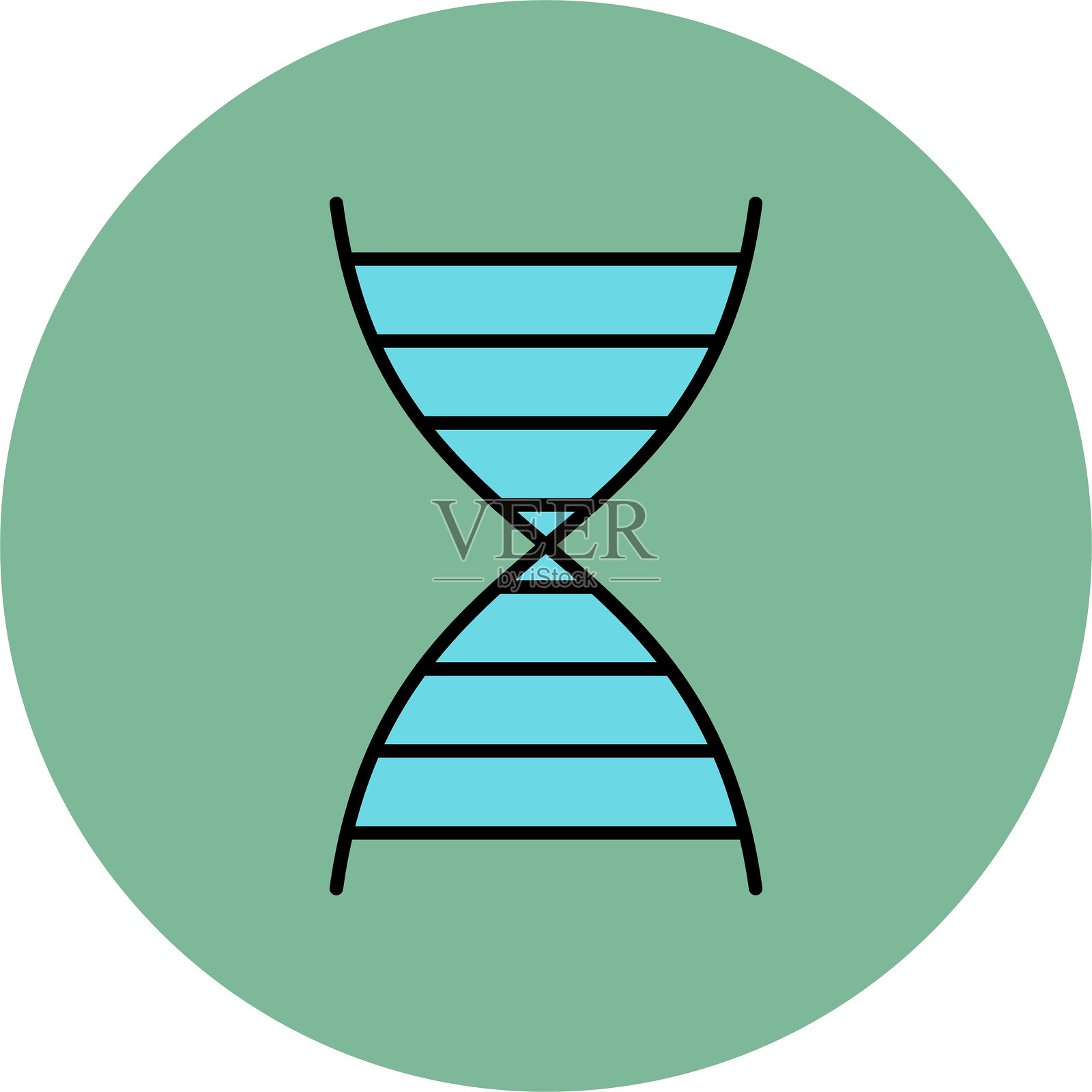 DNA线填充圆形图标插画图片素材