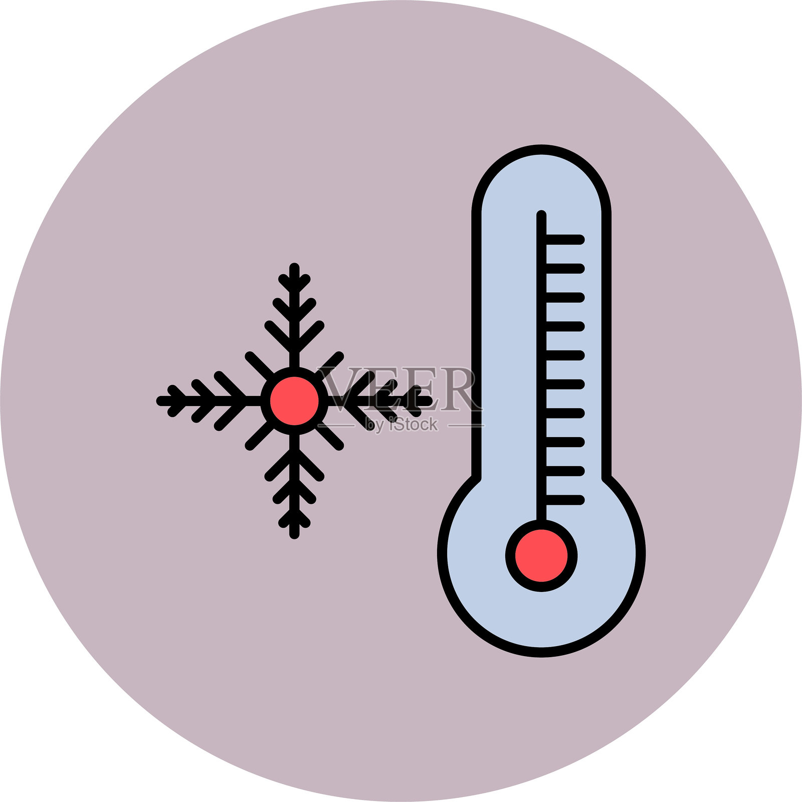 雪花线条填充圆形图标插画图片素材