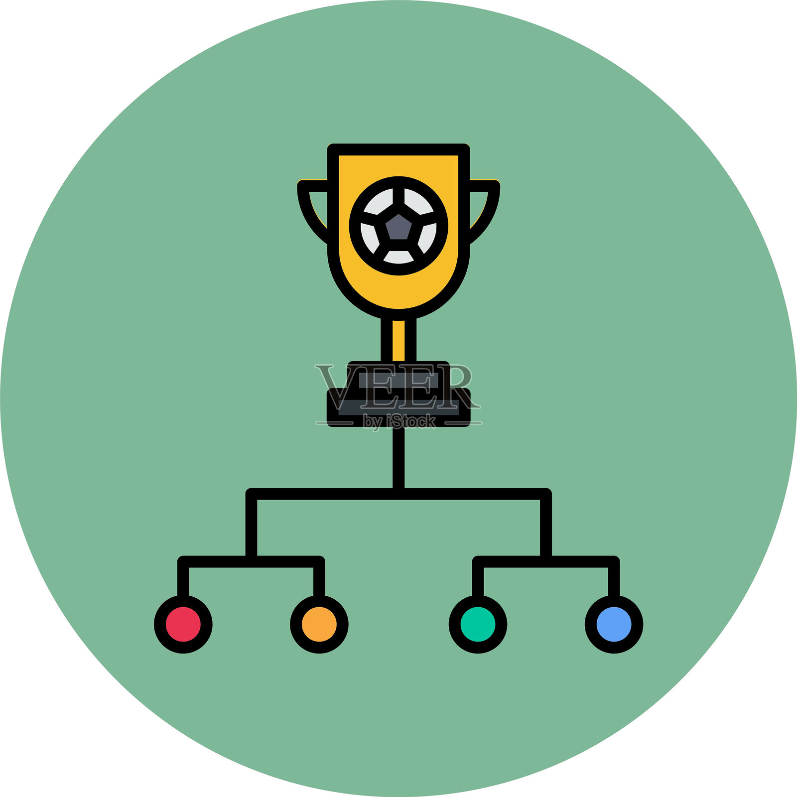 季后赛线填充圆形图标插画图片素材