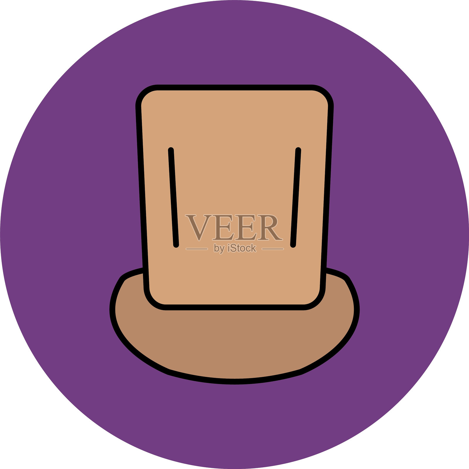 高顶礼帽线条填充圆形图标插画图片素材