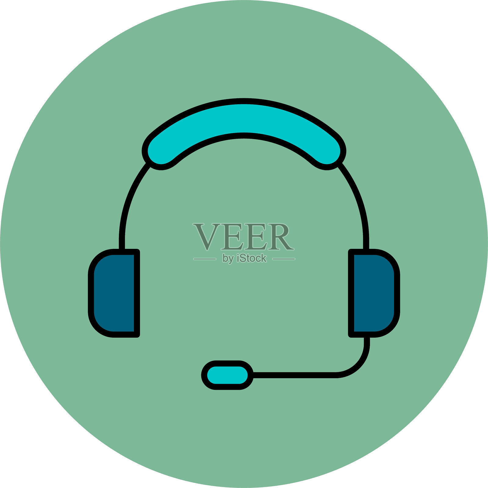 耳机线填充圆形图标插画图片素材