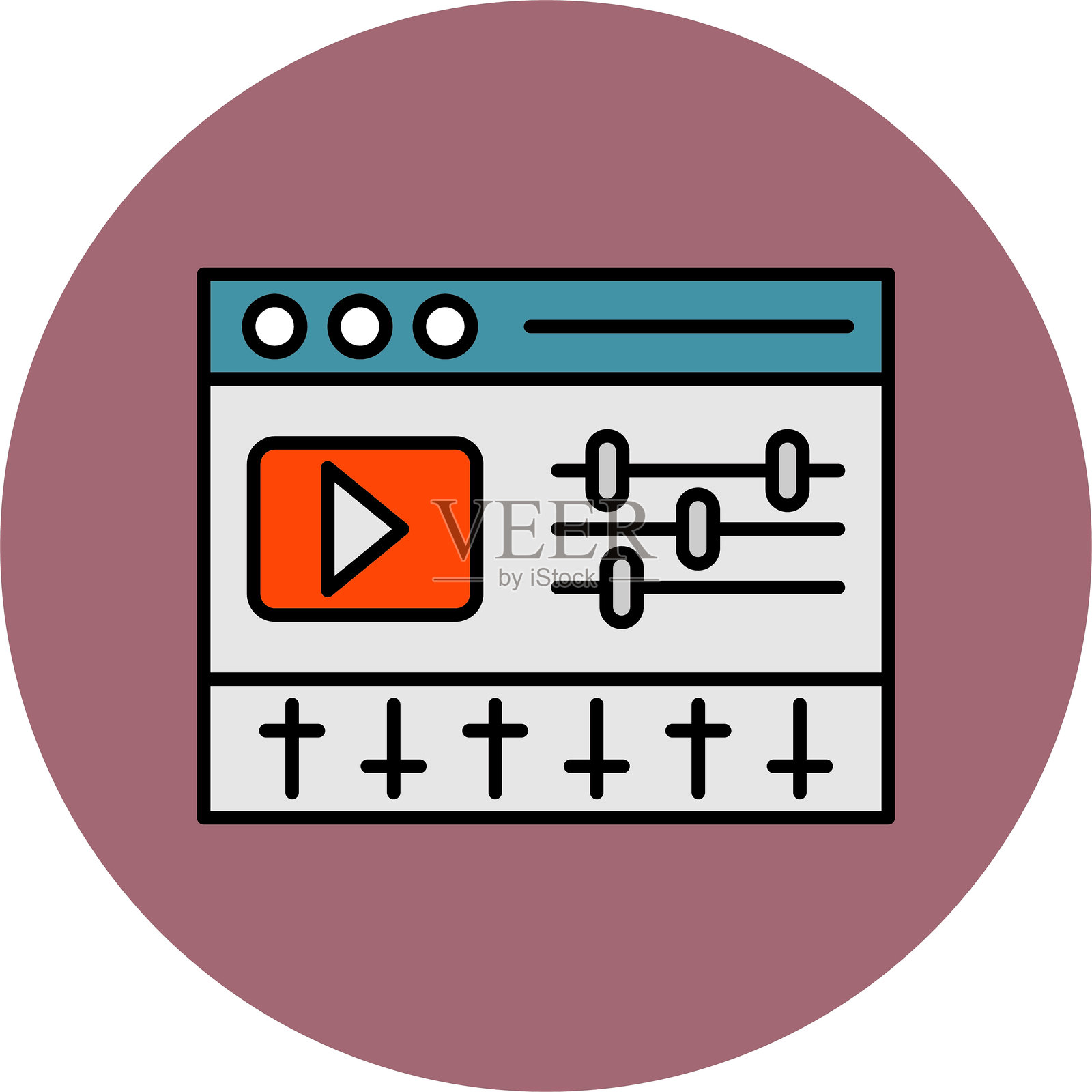 编辑器线条填充圆形图标插画图片素材