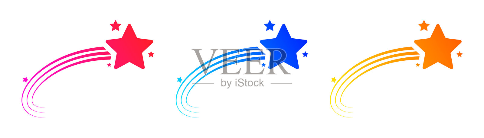 五彩斑斓的星星在明亮的白色背景上留下轨迹插画图片素材