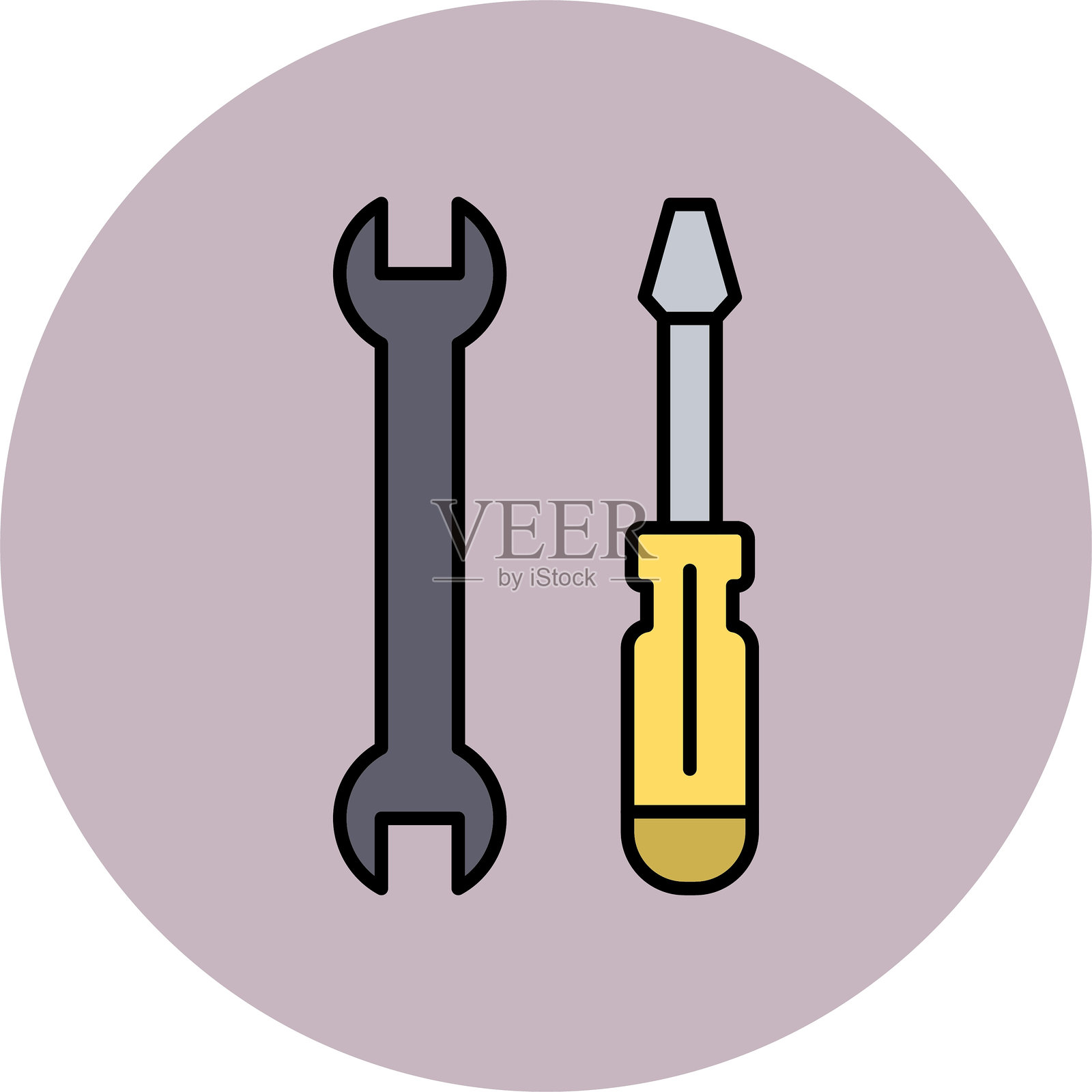 工具线填充圆形图标插画图片素材