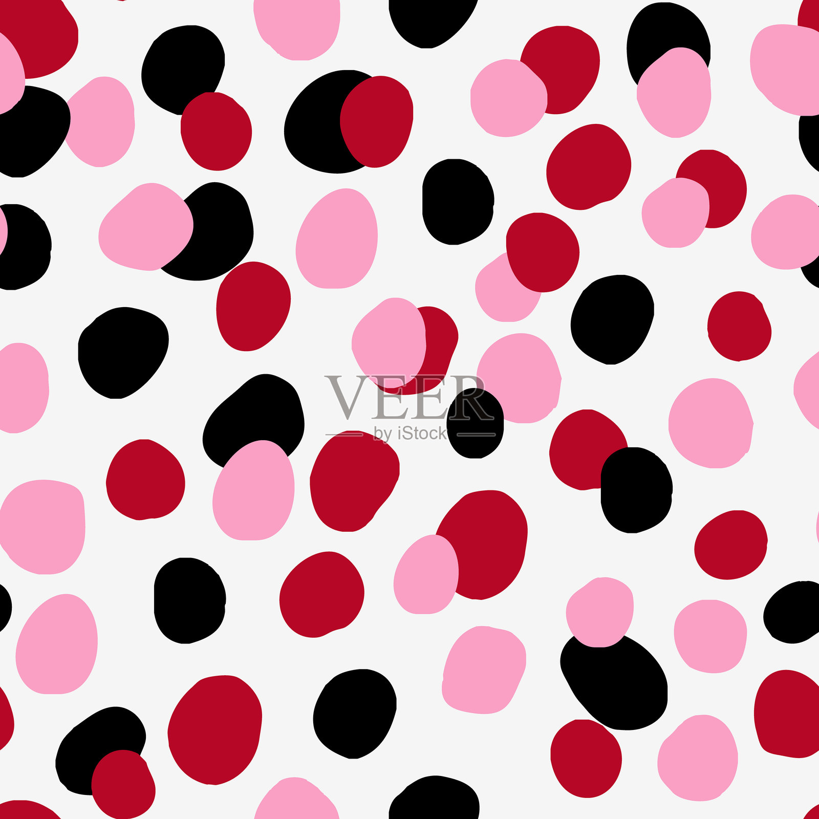 装饰性无缝红色、粉色和黑色的花纹猎豹斑点，节日礼物的包装模板。女性裙子的面料设计。插画图片素材