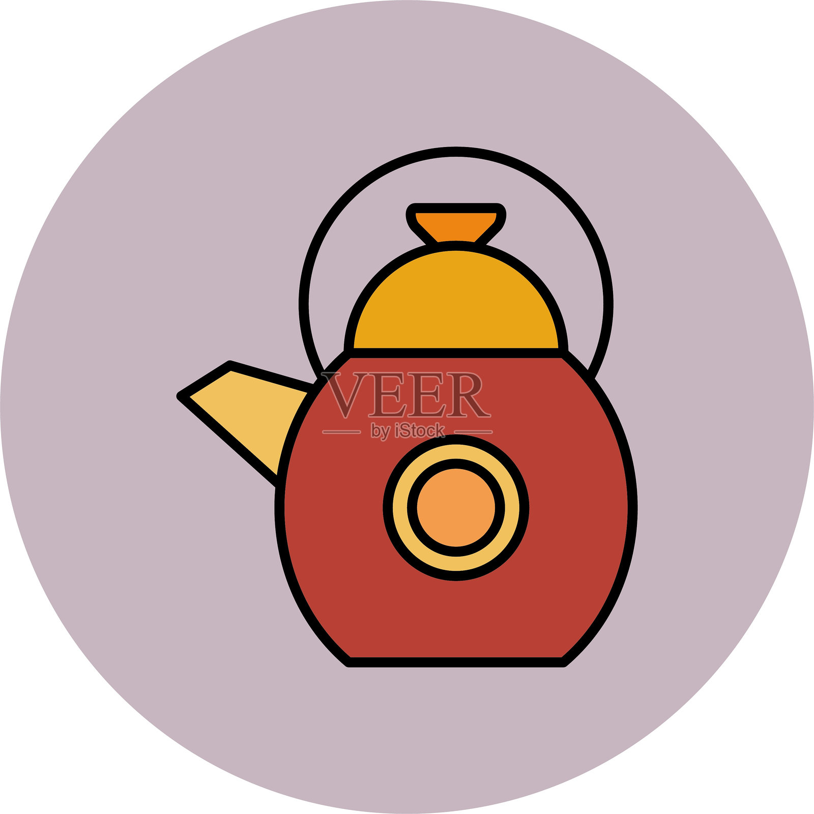 水壶线条填充圆形图标插画图片素材