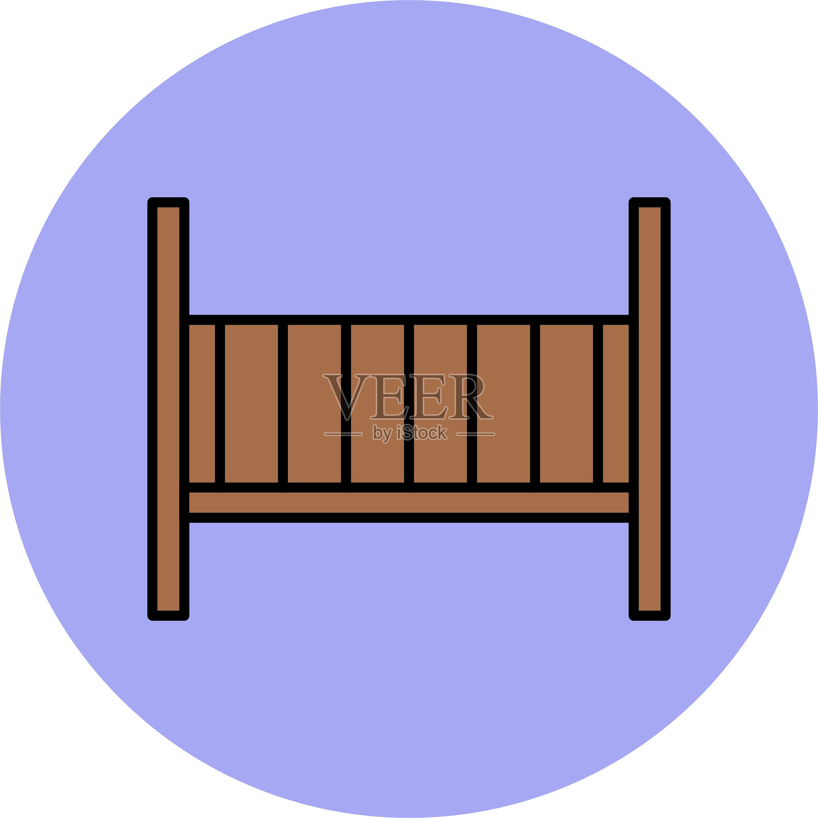 婴儿床线条填充圆形图标插画图片素材