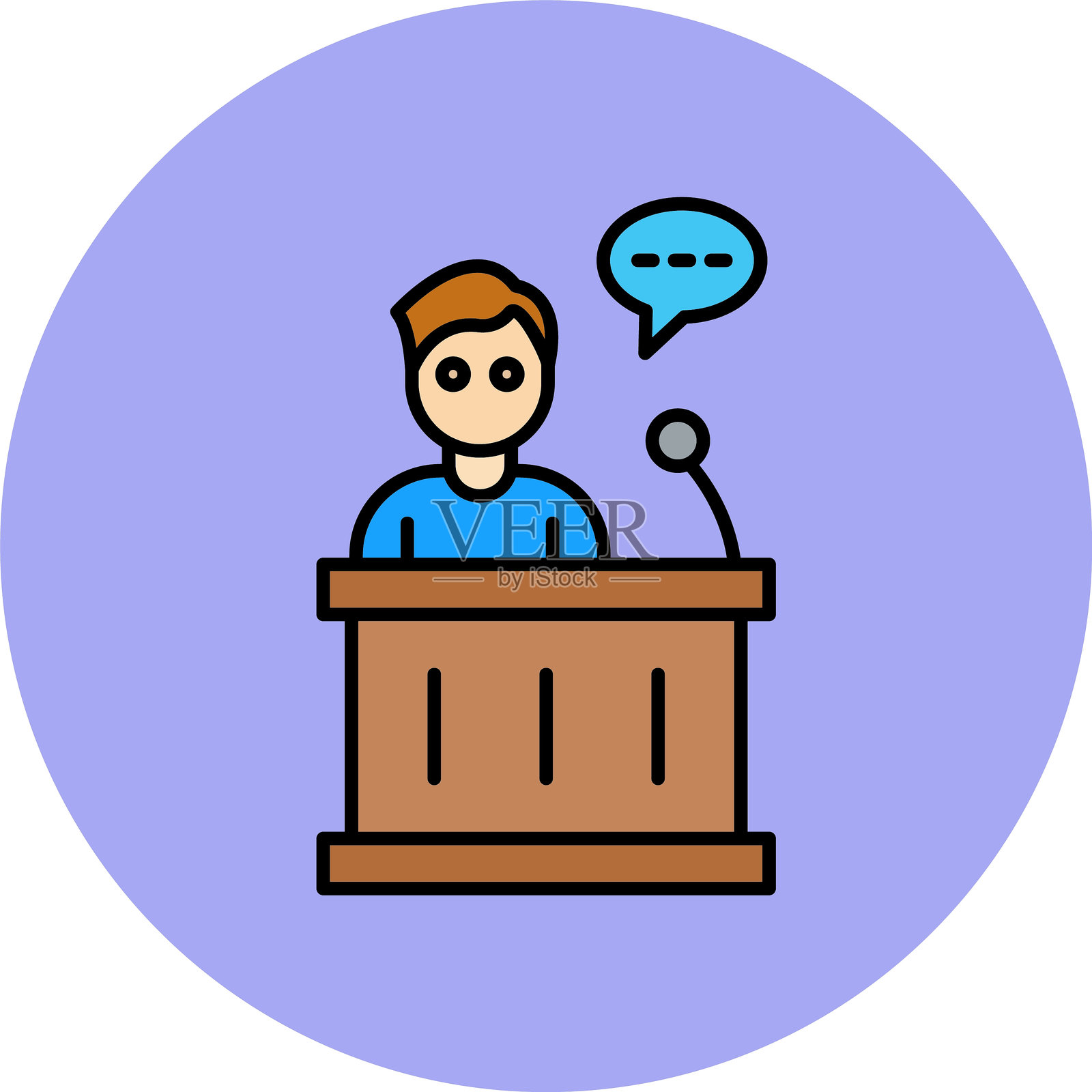 演讲线填充圆形图标插画图片素材