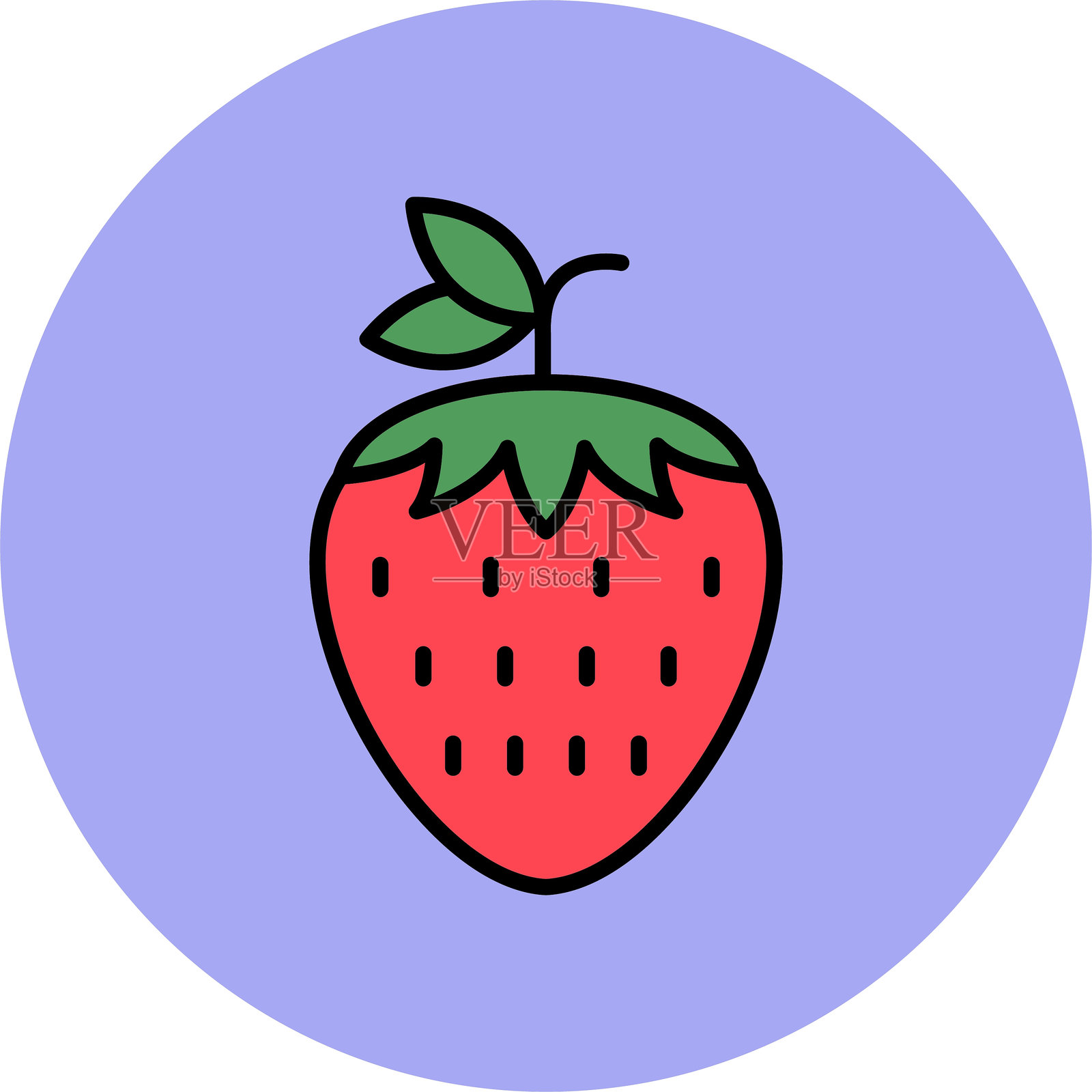 草莓线条填充圆形图标照片摄影图片
