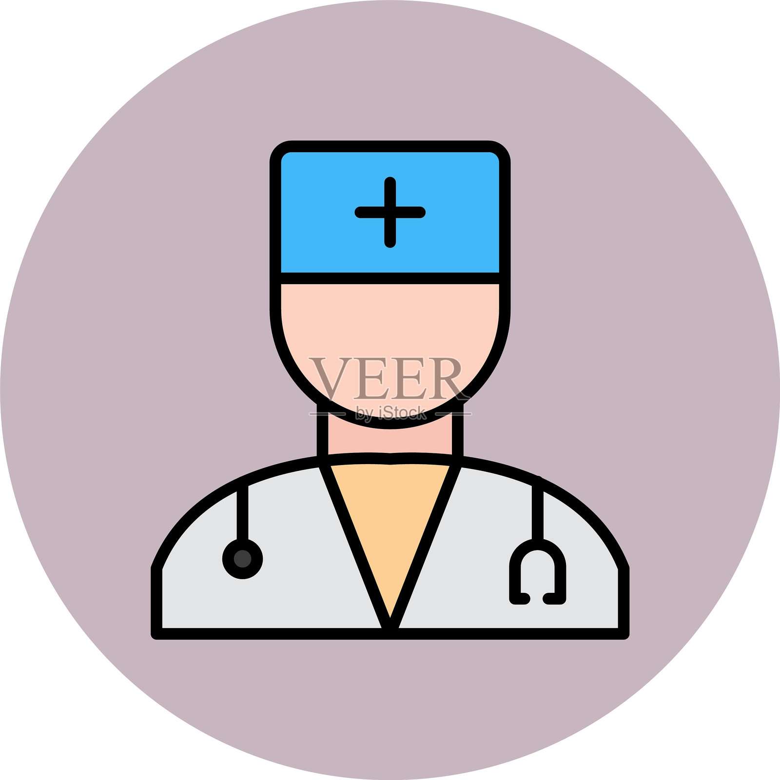 医生线条填充圆形图标插画图片素材