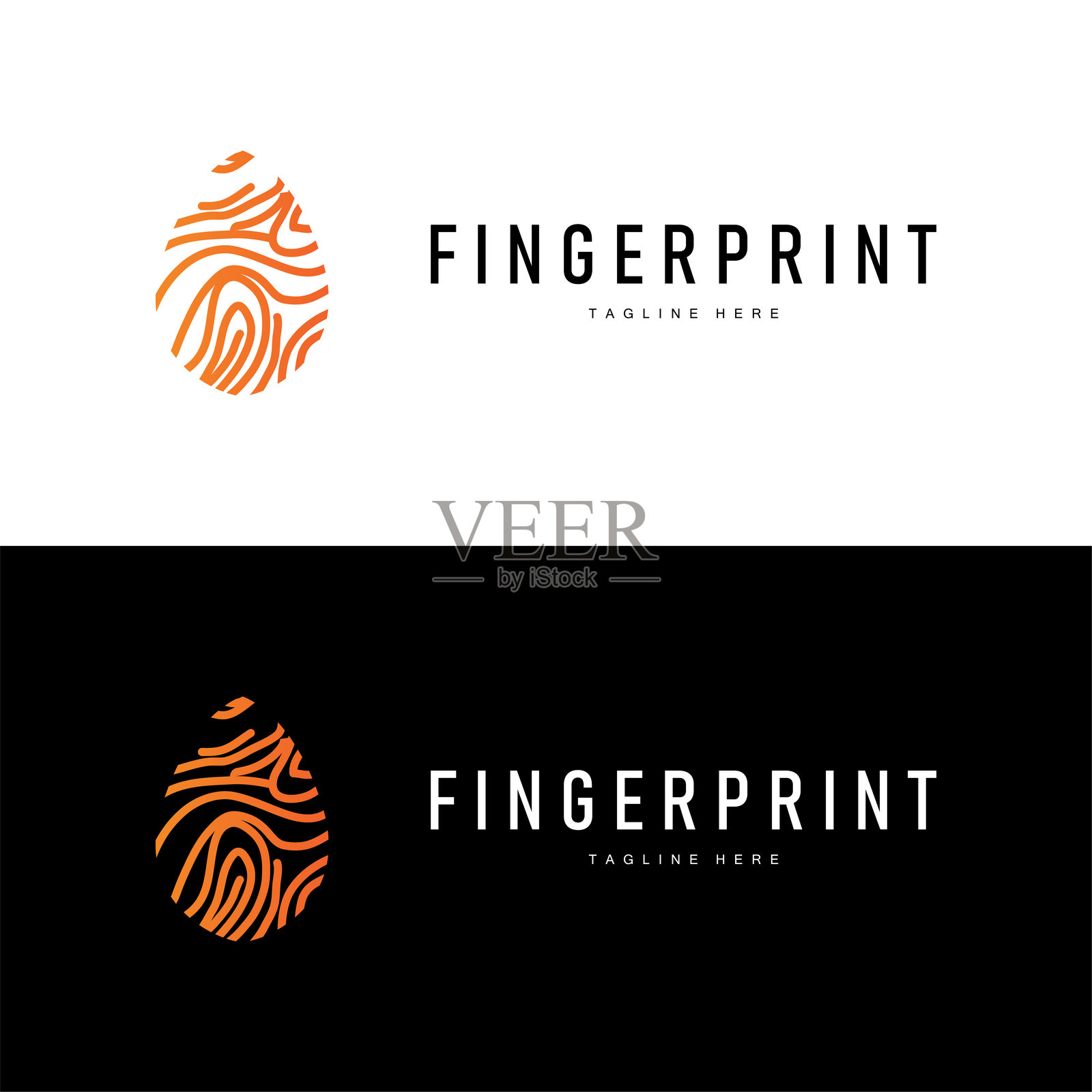 简单而优雅的现代身份指纹logo科技设计，用于商业品牌塑造插画图片素材