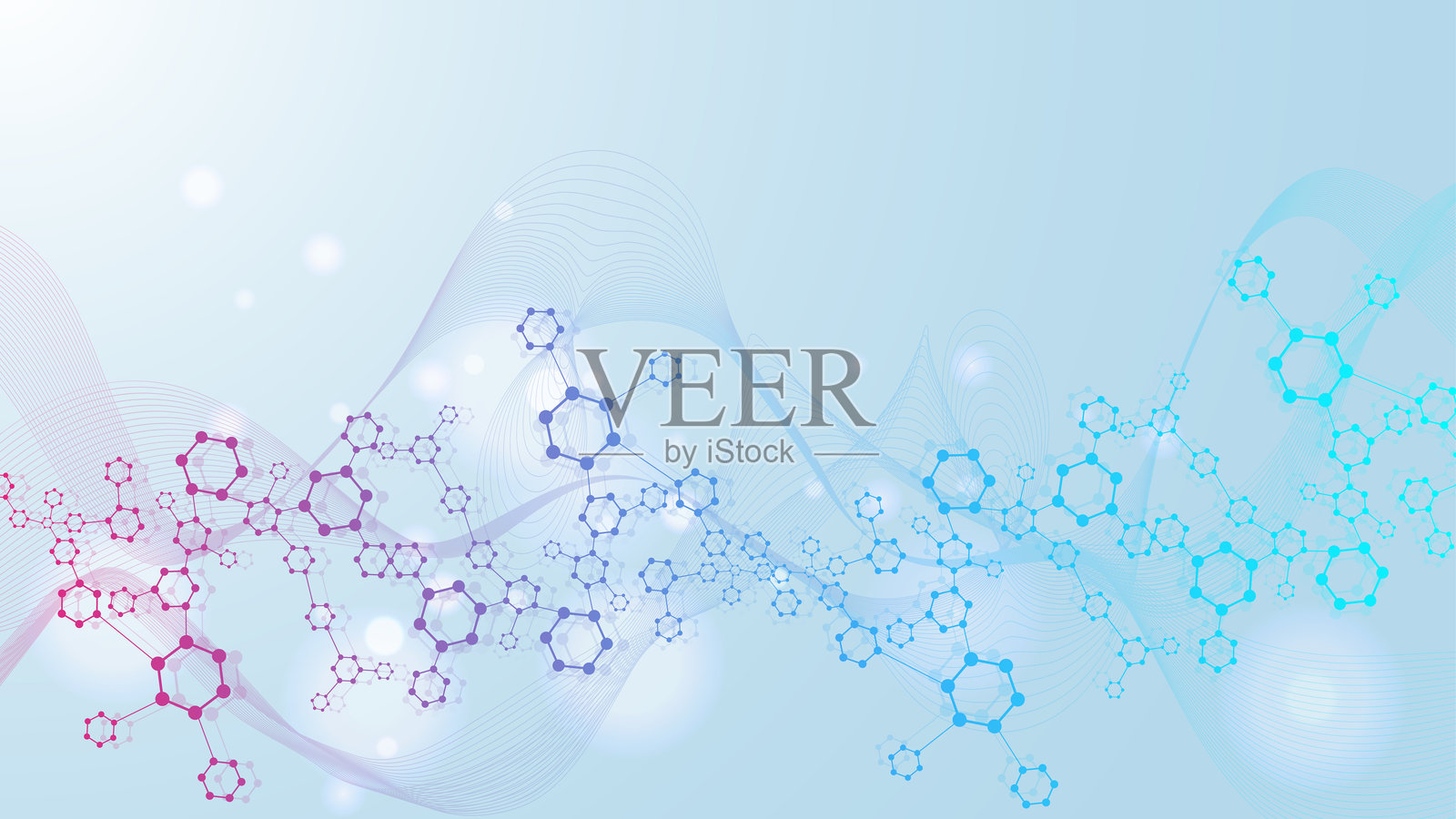 分子结构DNA，原子，神经元。设计的科学概念。连接的线条与点。医学，技术，化学，科学背景。矢量插图插画图片素材