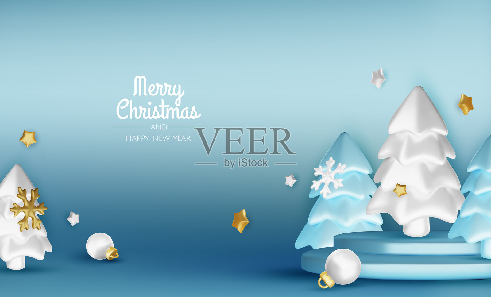 圣诞快乐贺卡矢量海报。优雅的圣诞邀请模板，包含圣诞球、圣诞树和雪花。节日季节问候的矢量插图。插画图片素材