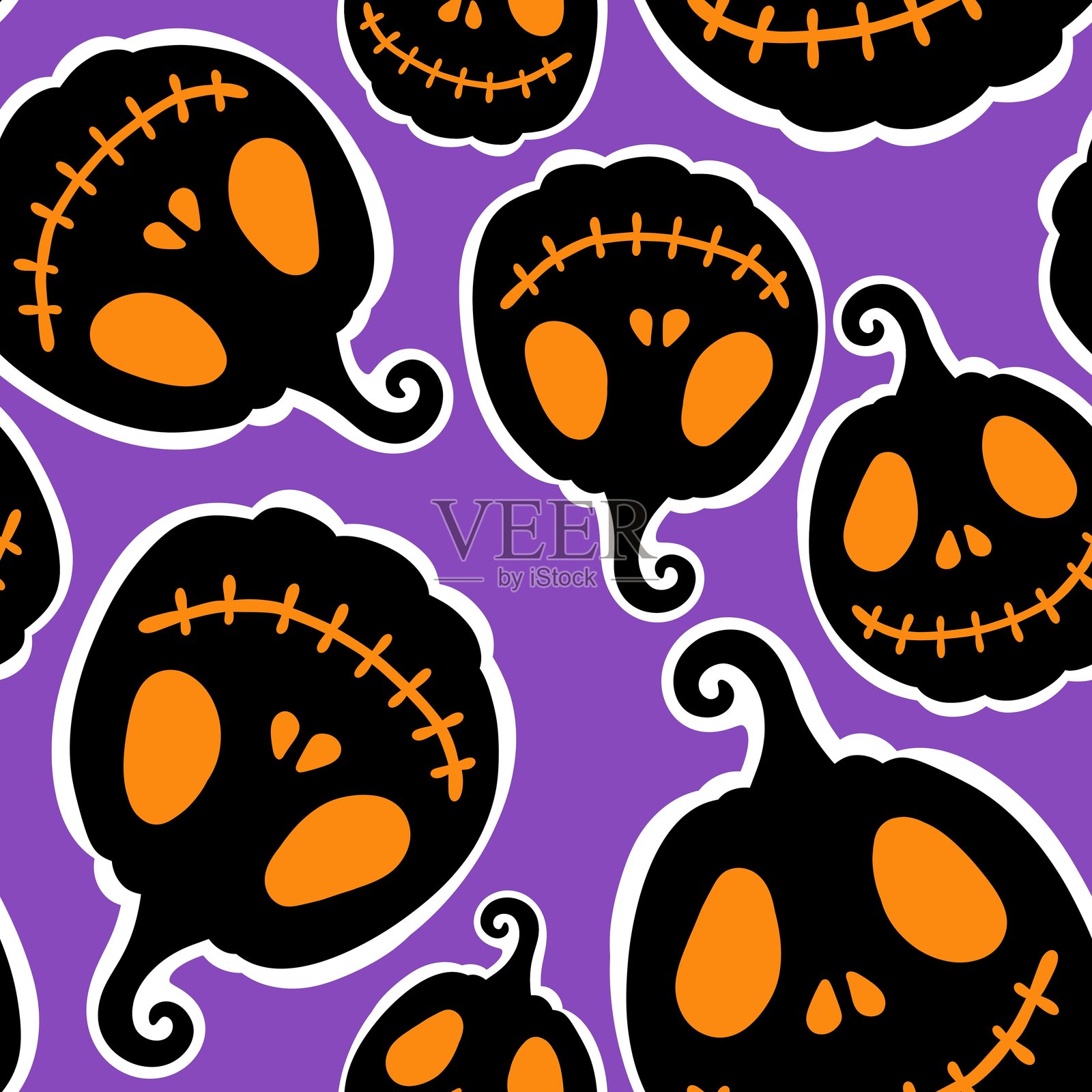 万圣节无缝南瓜图案，适用于面料、纺织品和包装照片摄影图片