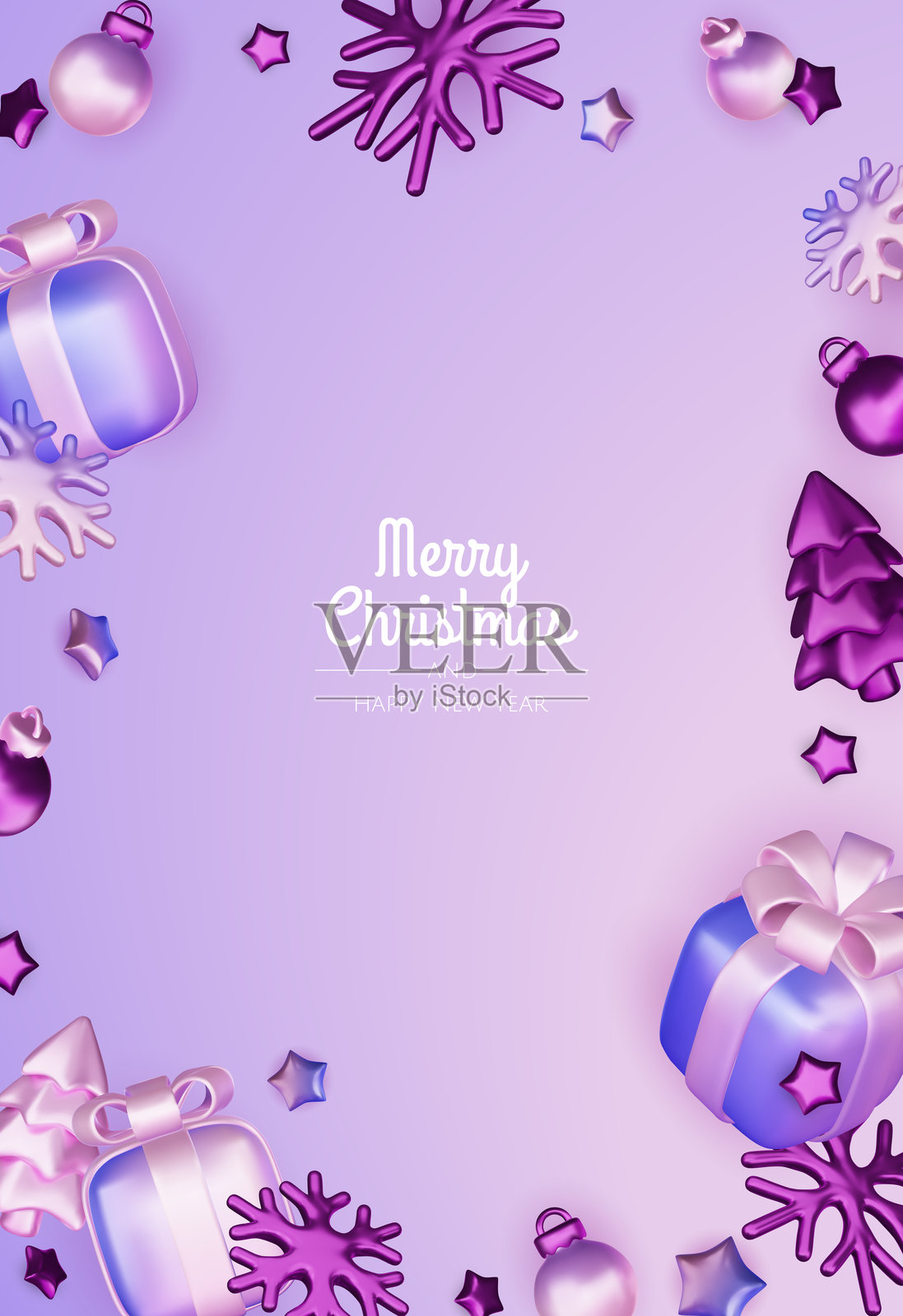 圣诞快乐和新年快乐背景。圣诞树、礼品盒、圣诞球。适用于网页、横幅、贺卡、模板设计的圣诞元素。插画图片素材