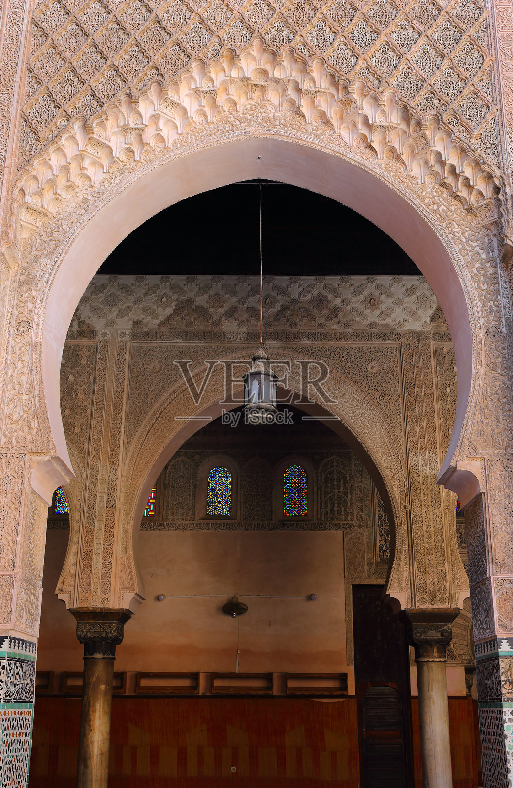 布依纳尼亚学院。非斯老城。摩洛哥。照片摄影图片