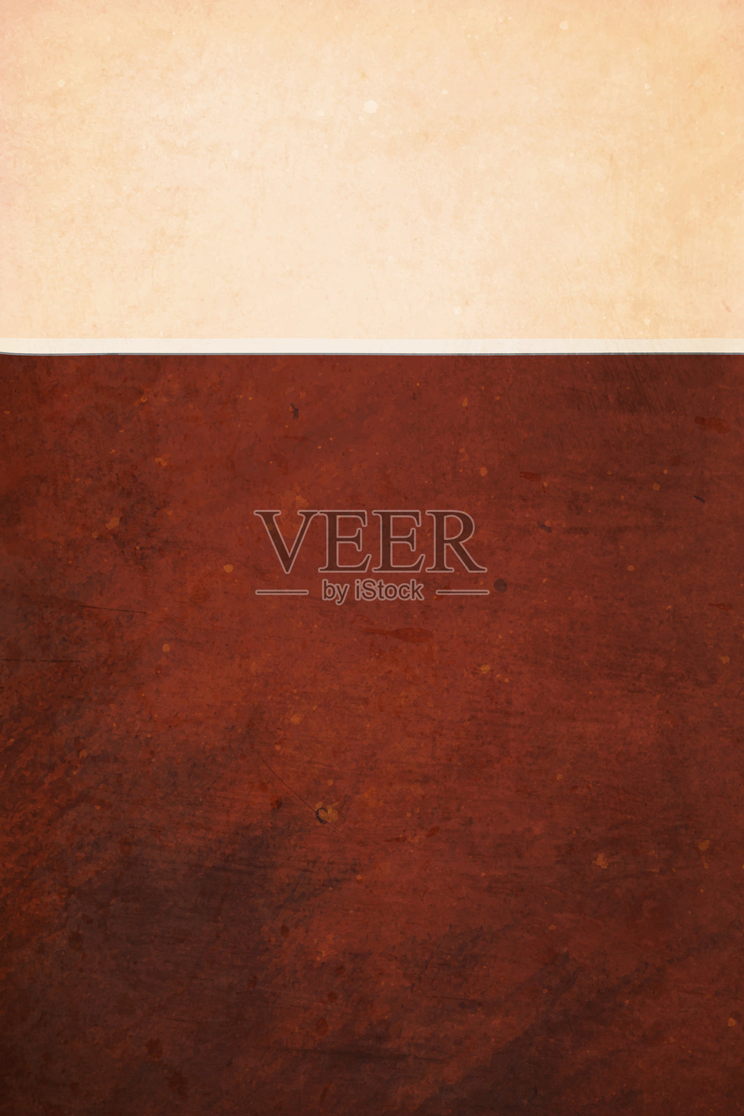 空白的平面分隔皱纹粗糙纹理垂直矢量背景，具有对比鲜明的深棕色和浅米色的两个实心分区，适用于背景和壁纸。插画图片素材