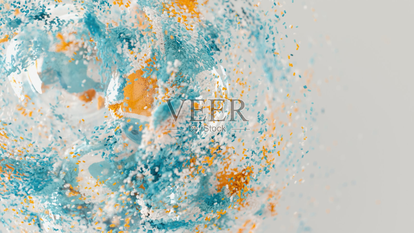 抽象粒子舞。五彩缤纷的多色粒子照片摄影图片