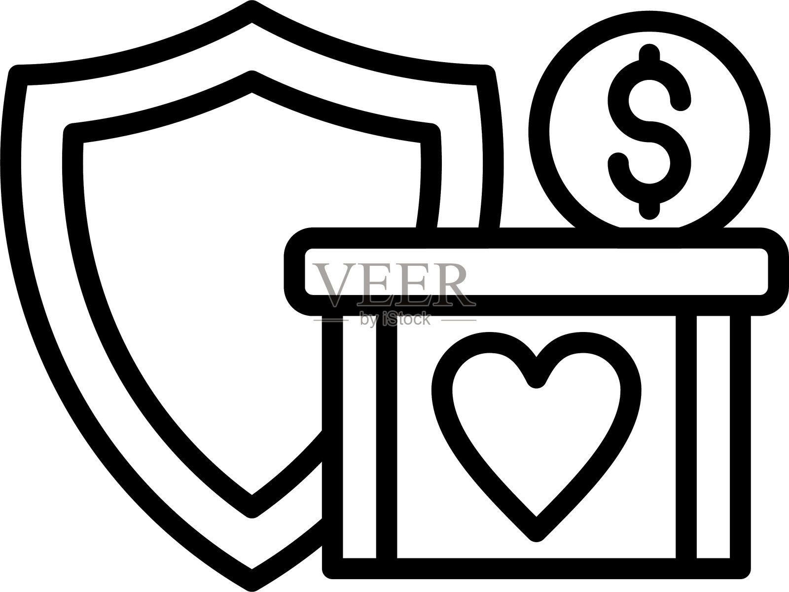 盾牌线条图标设计插画图片素材