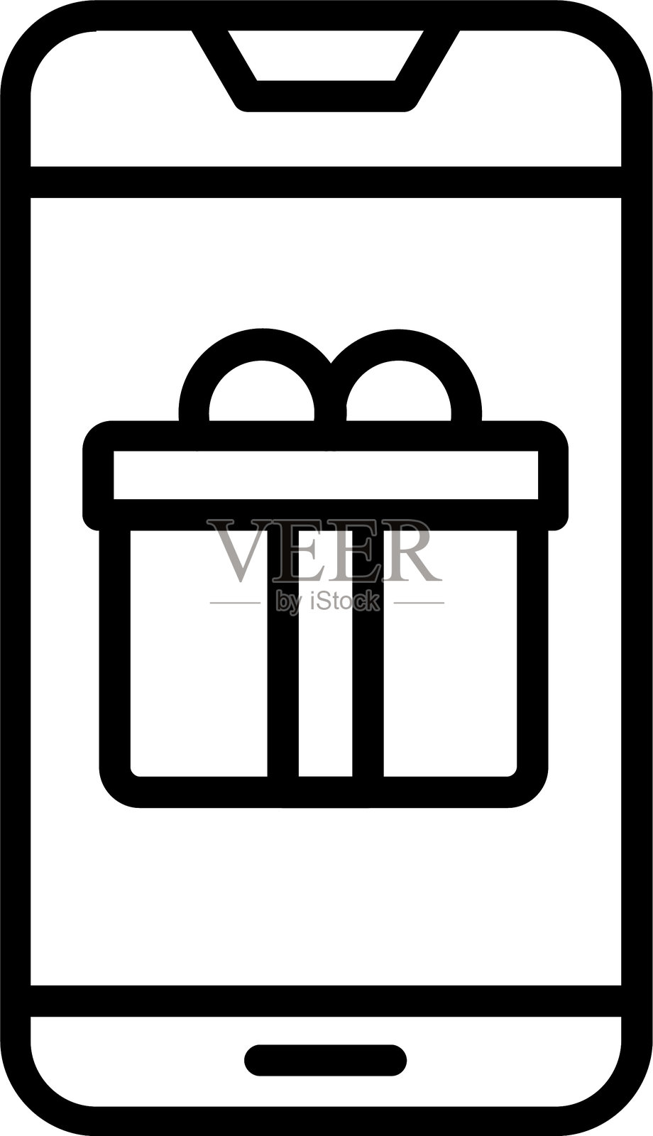 礼品盒线条图标设计插画图片素材