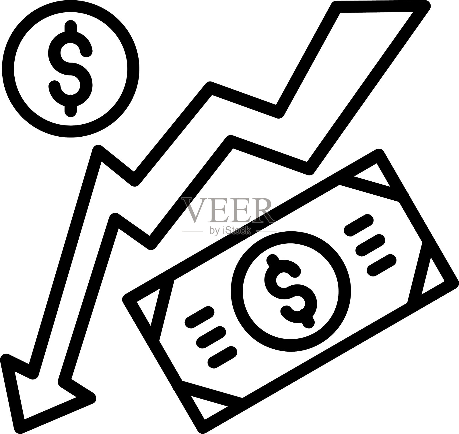 贬值线图标设计插画图片素材