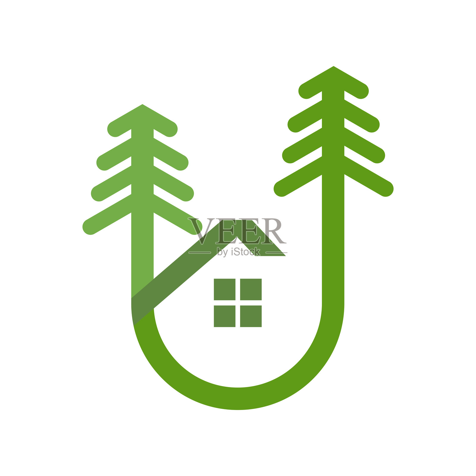 卡通风格的树木插画图片素材