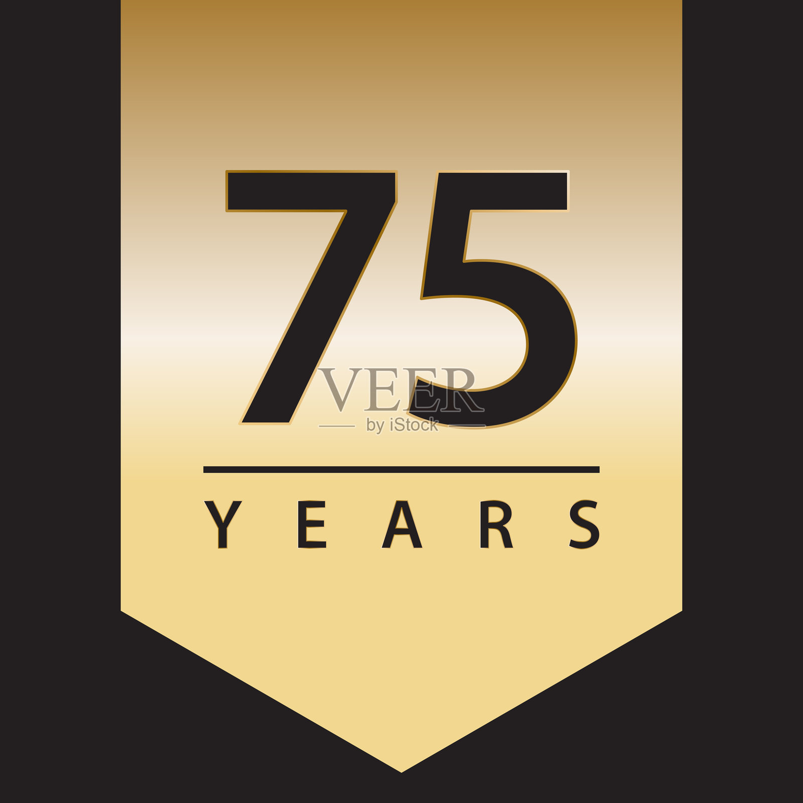 75周年庆祝活动金色渐变标签插画图片素材