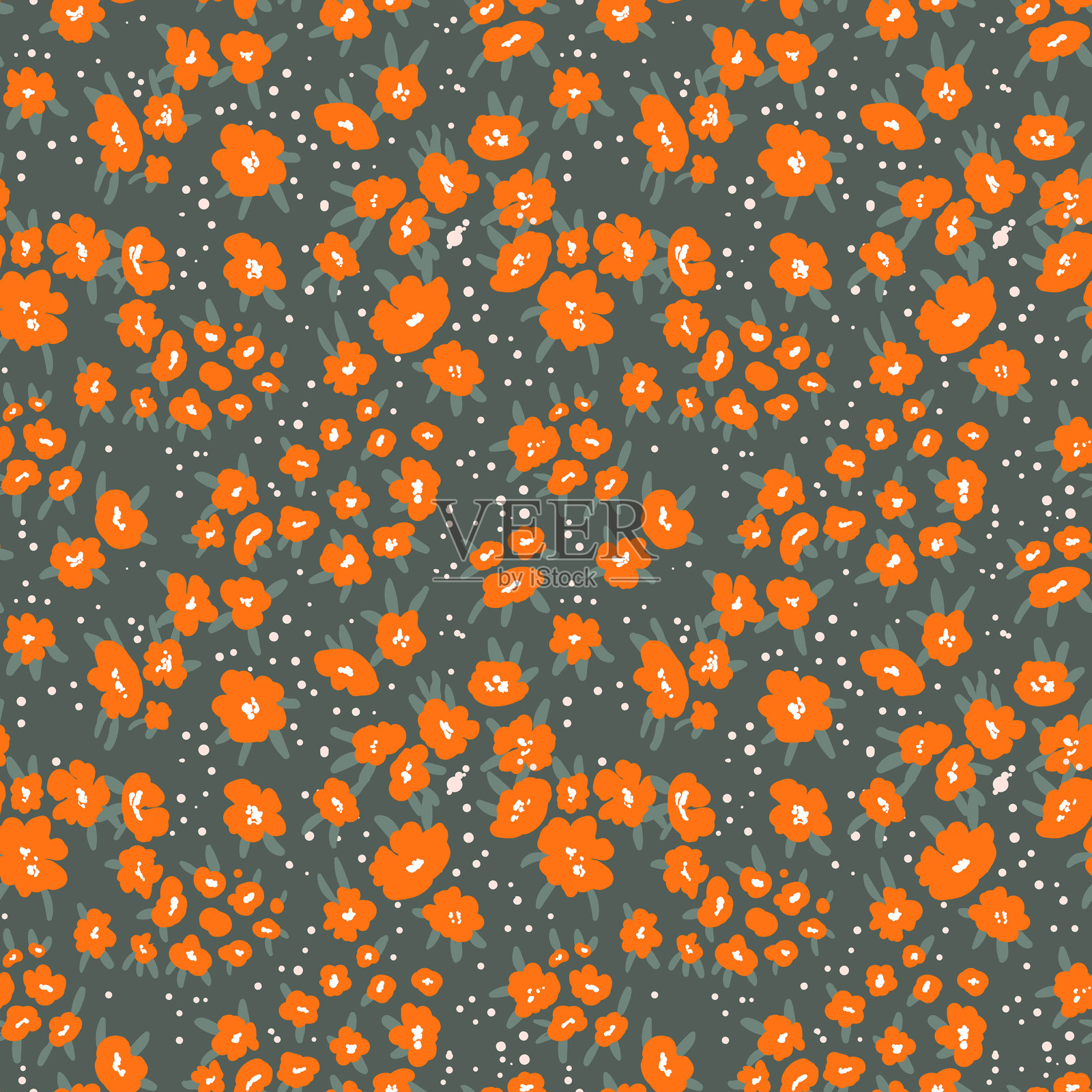 基于传统民俗艺术装饰的无缝花卉图案。色彩斑斓的花朵与色彩背景。斯堪的纳维亚风格。瑞典北欧风格。矢量插图。简单的极简图案。插画图片素材