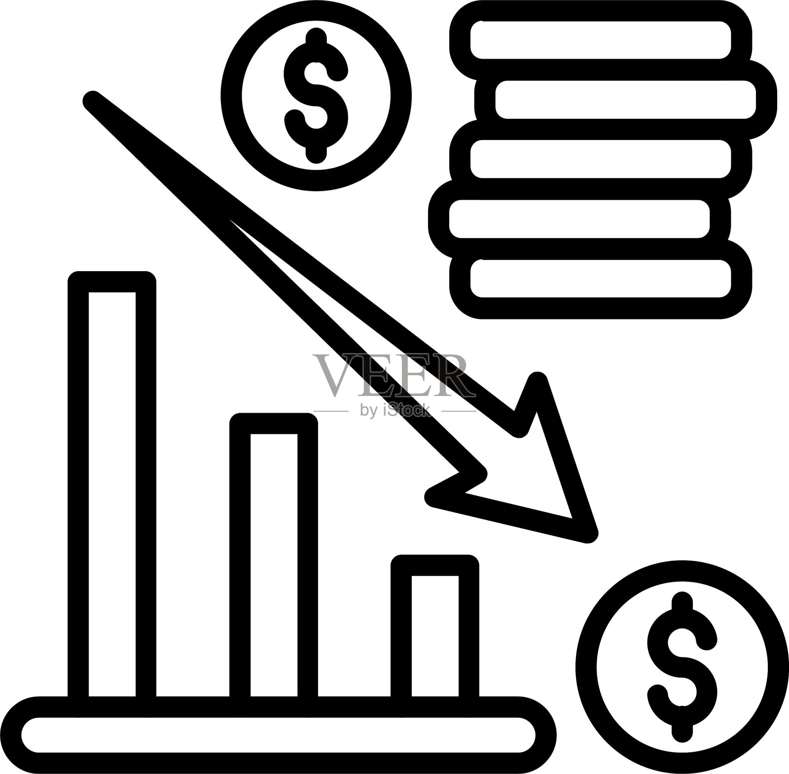 损失线图标设计插画图片素材