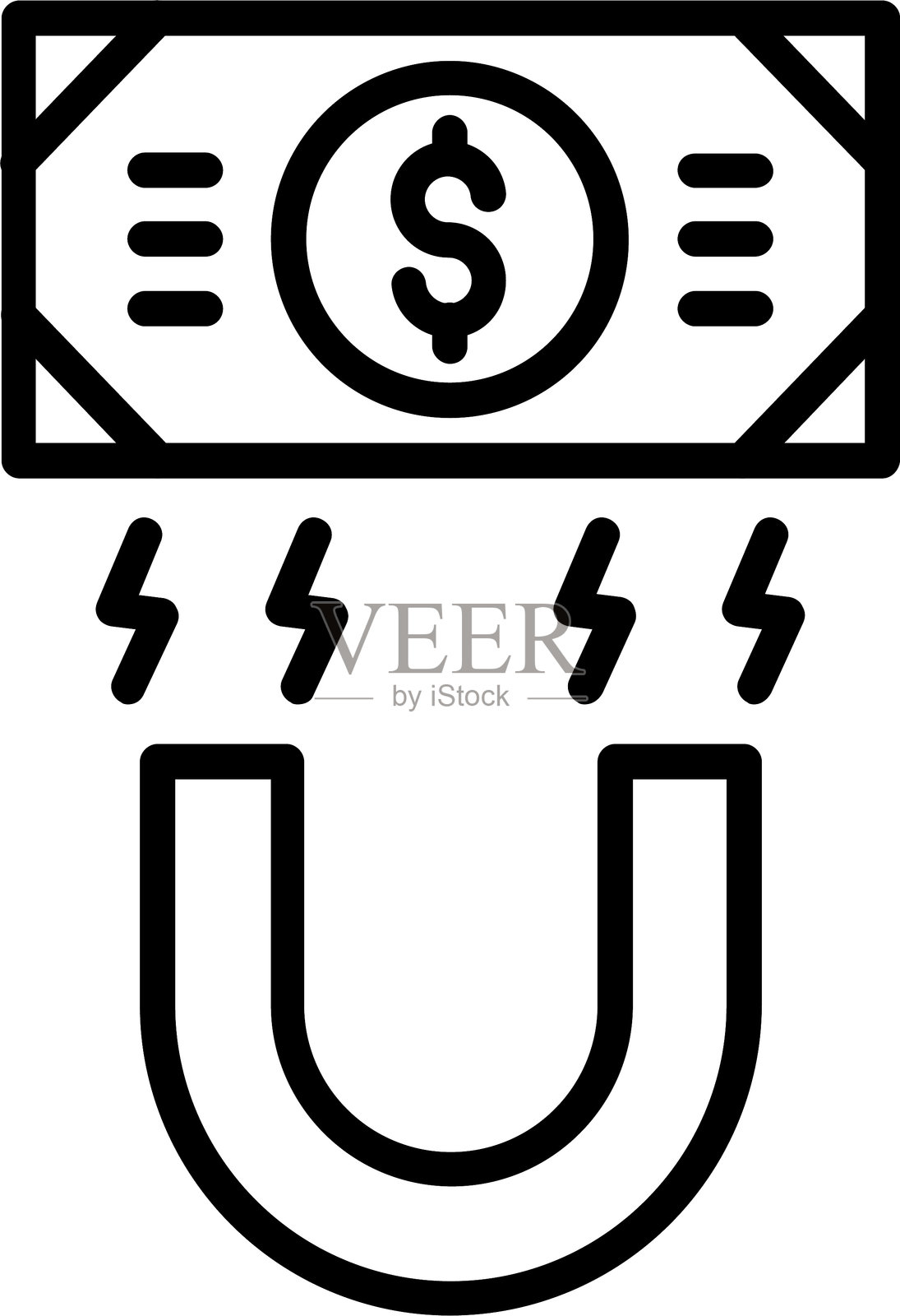 金钱磁铁线条图标设计插画图片素材
