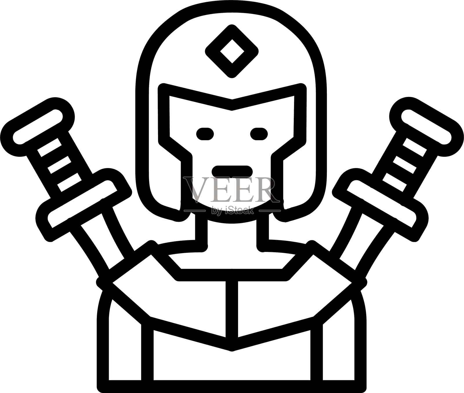 战士线条图标设计插画图片素材