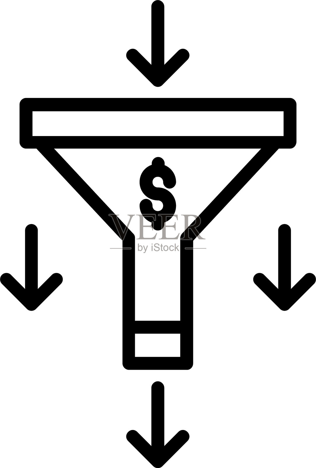 销售管道美元线图标设计插画图片素材