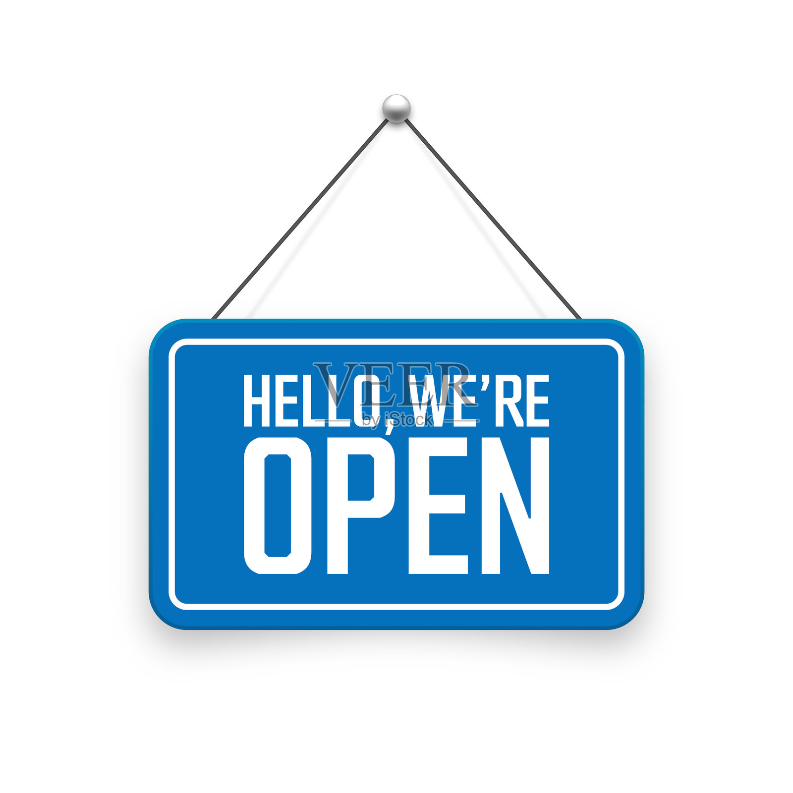 逼真的开放悬挂招牌。复古风格的咖啡馆、餐厅、酒吧或零售店门牌。商业或服务的公告横幅，信息标识。矢量插图插画图片素材