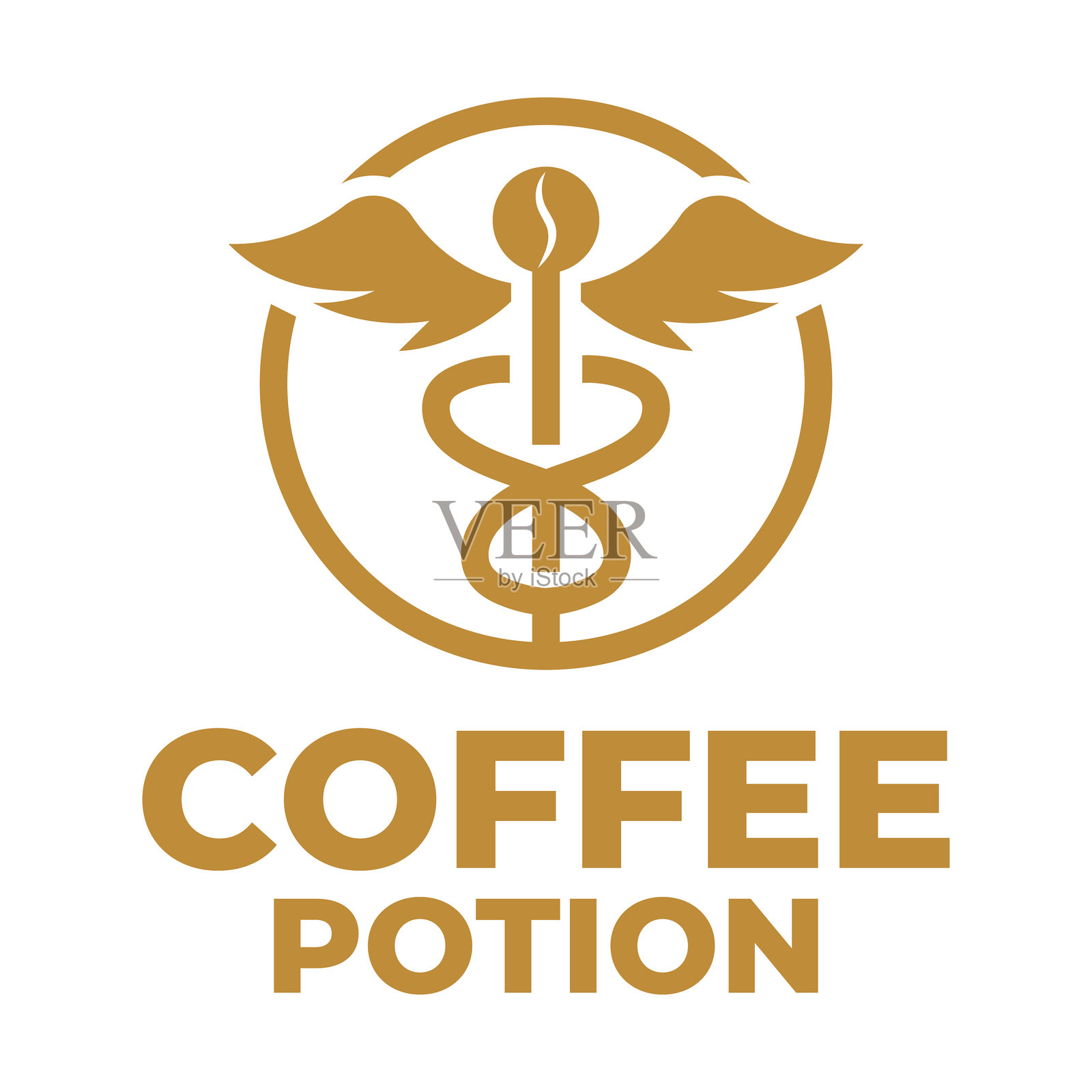 咖啡药水扁平极简风格logo设计插画图片素材