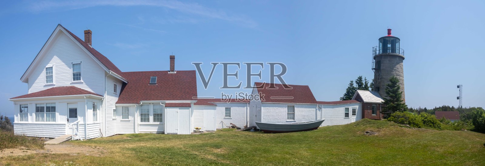 蒙希根岛灯塔全景照片摄影图片