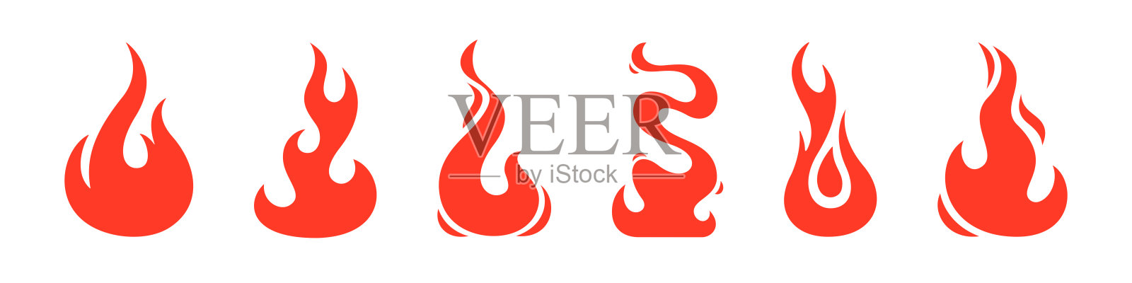 火焰图标。火焰矢量集合。红色炽热火焰标志。可燃物隔离标志。插画图片素材