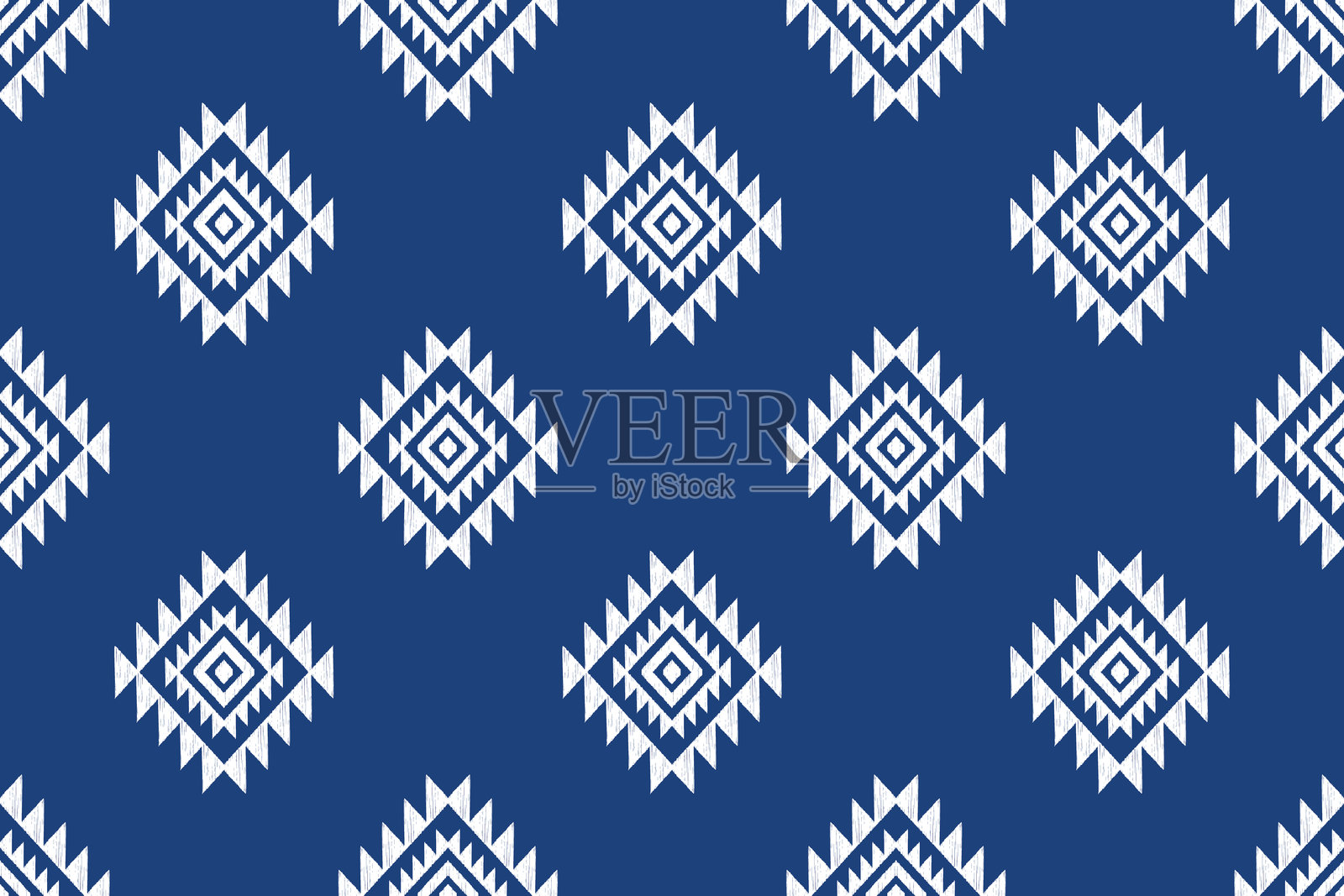 几何民族伊卡特无缝图案。抽象插图。几何图案壁纸设计。部落民族矢量纹理。阿兹特克风格。民间刺绣。印度、斯堪的纳维亚、非洲地毯。插画图片素材