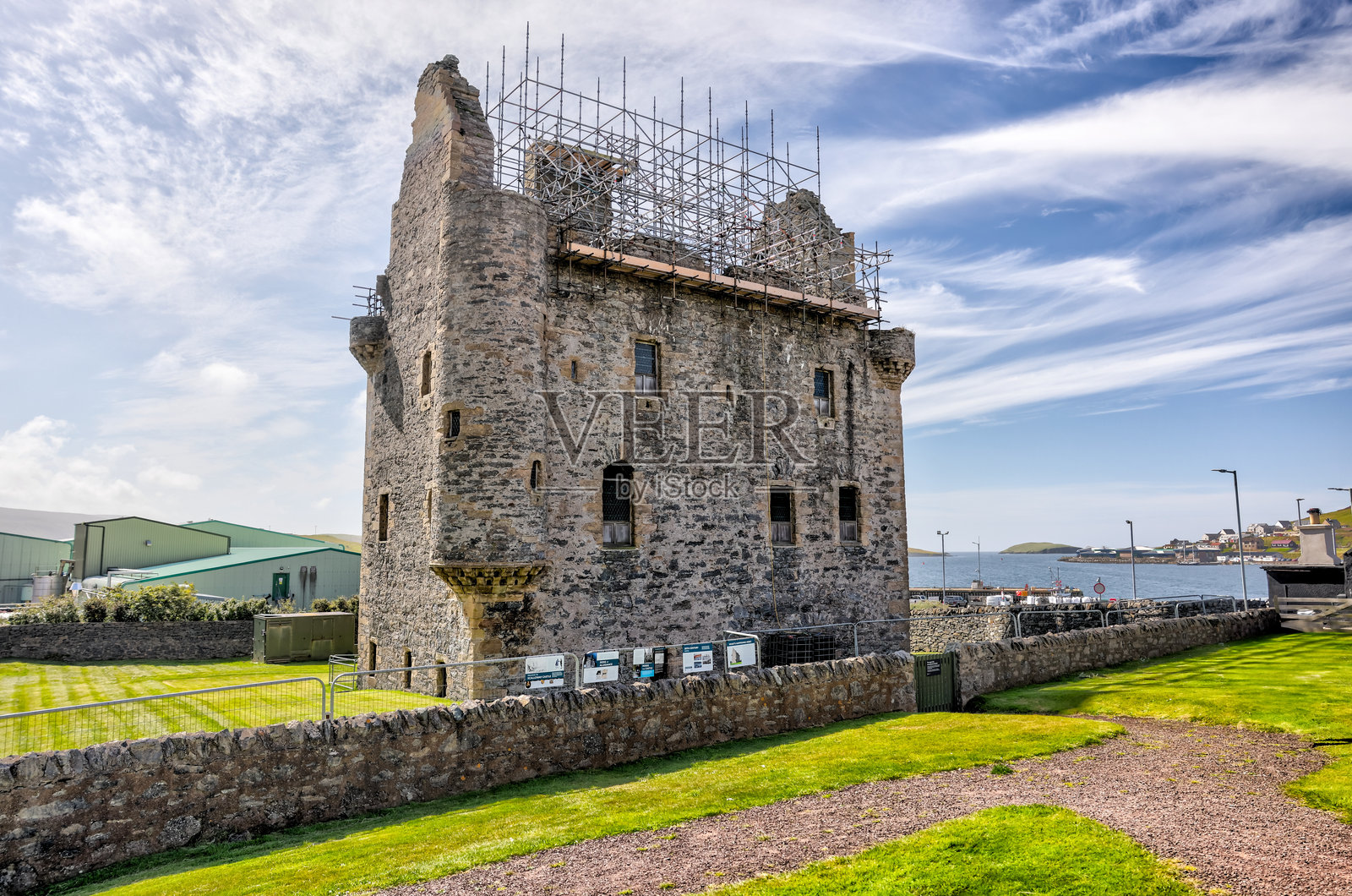 苏格兰谢特兰群岛的斯卡洛威城堡照片摄影图片