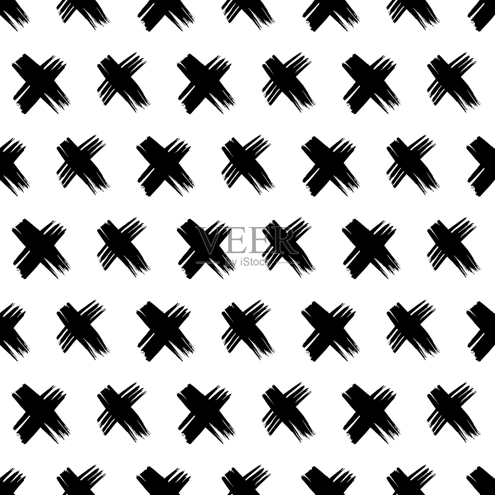 手绘交叉符号的无缝图案插画图片素材